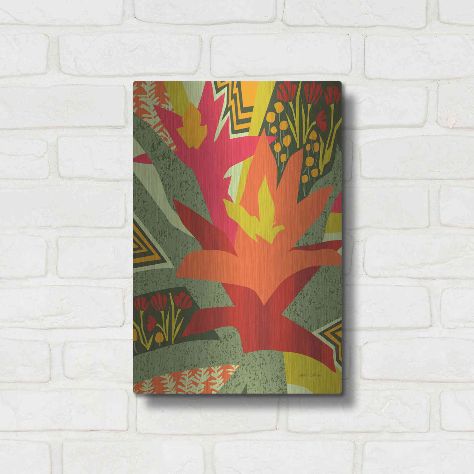 Luxe Metal Art 'Bromeliad' by Megan Gallagher, Metal Wall Art,12x16