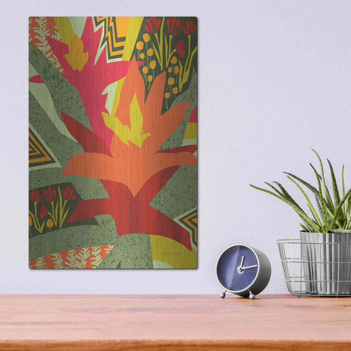 Luxe Metal Art 'Bromeliad' by Megan Gallagher, Metal Wall Art,12x16