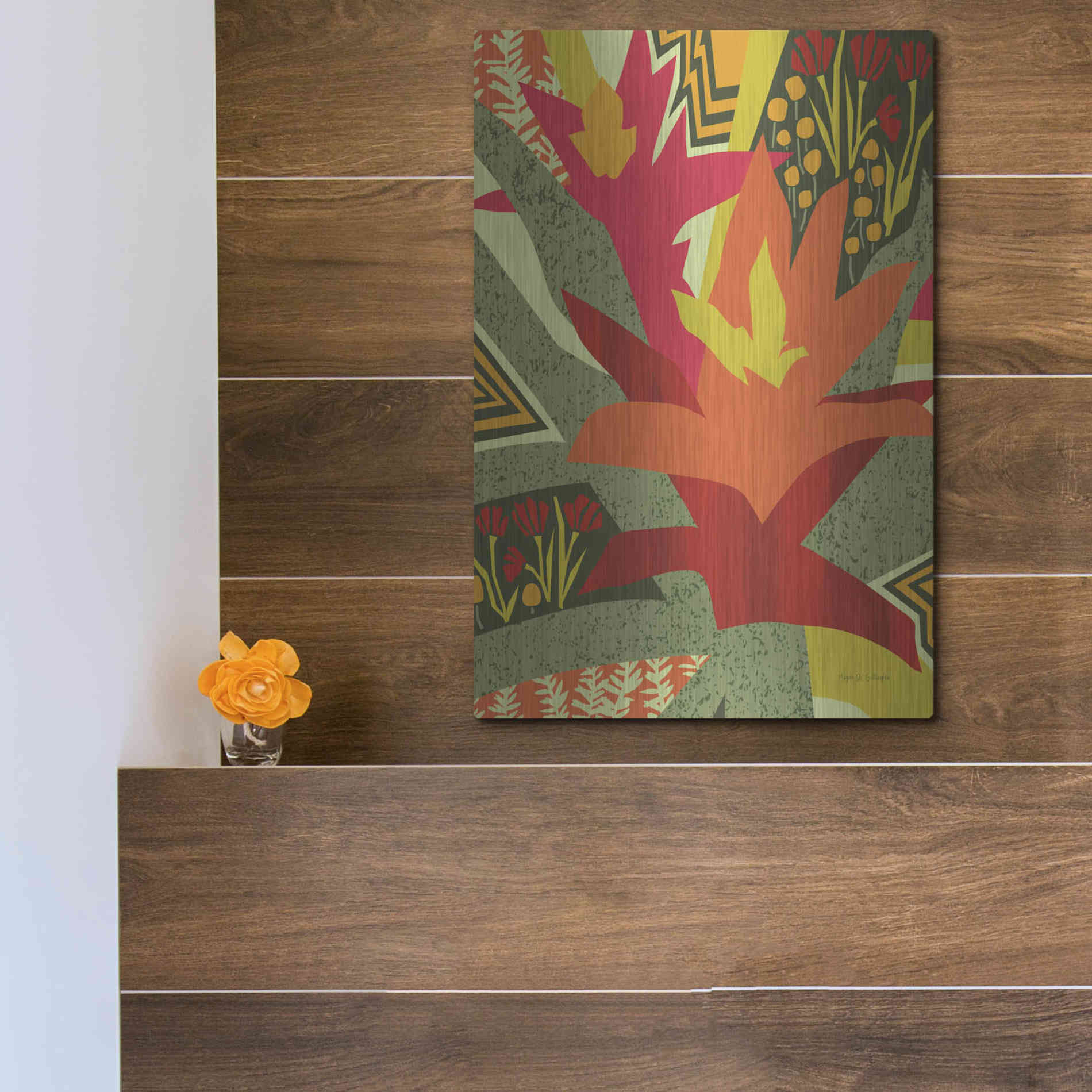 Luxe Metal Art 'Bromeliad' by Megan Gallagher, Metal Wall Art,12x16