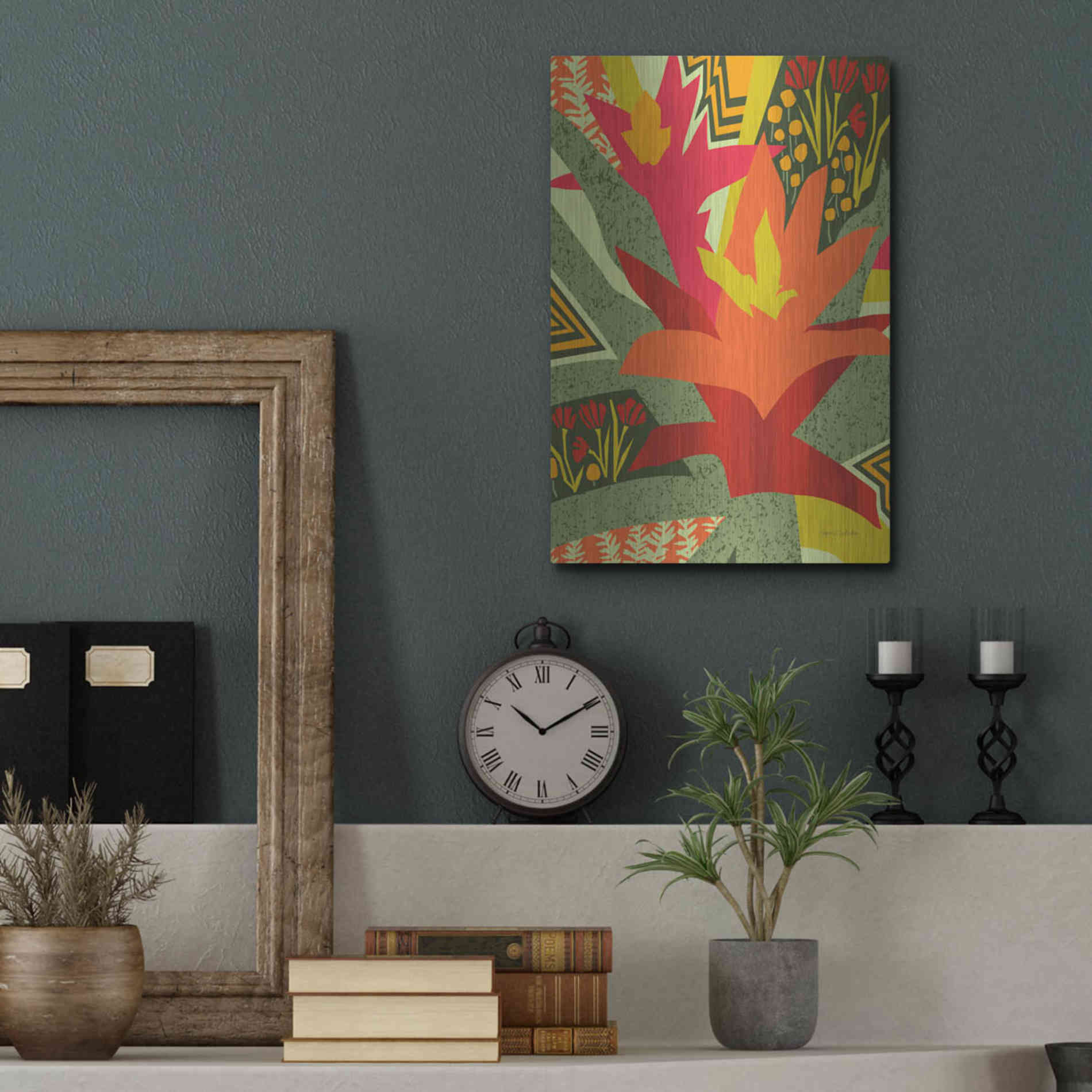 Luxe Metal Art 'Bromeliad' by Megan Gallagher, Metal Wall Art,12x16