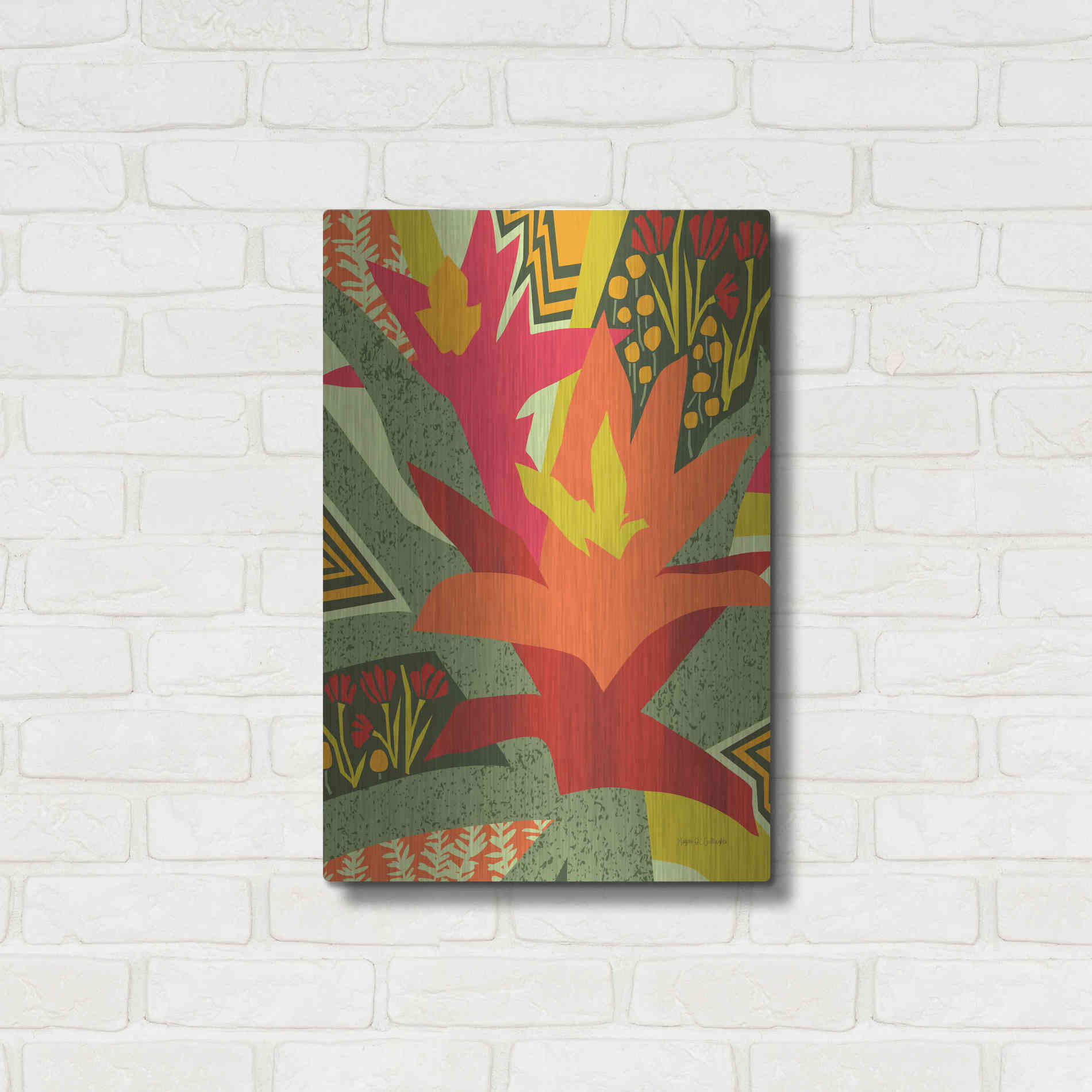 Luxe Metal Art 'Bromeliad' by Megan Gallagher, Metal Wall Art,16x24