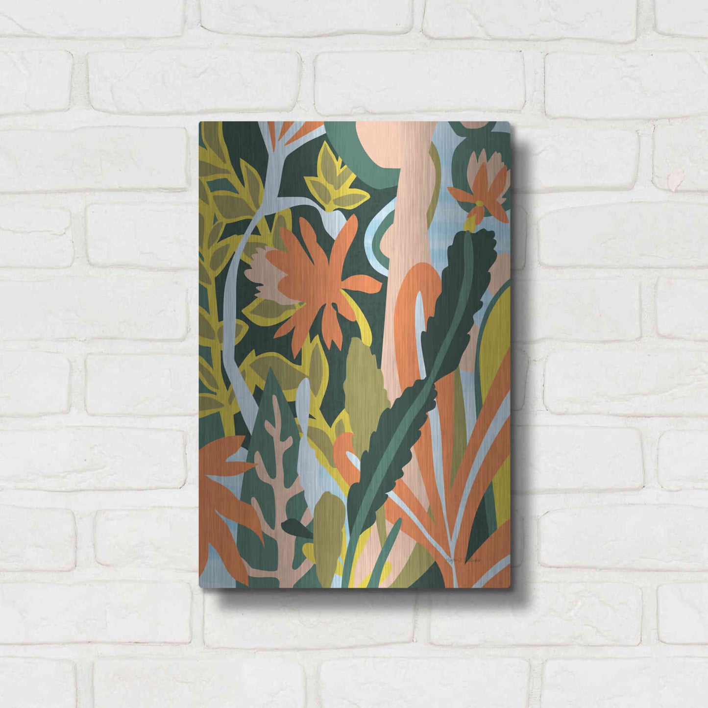 Luxe Metal Art 'Cactus Flower' by Megan Gallagher, Metal Wall Art,12x16