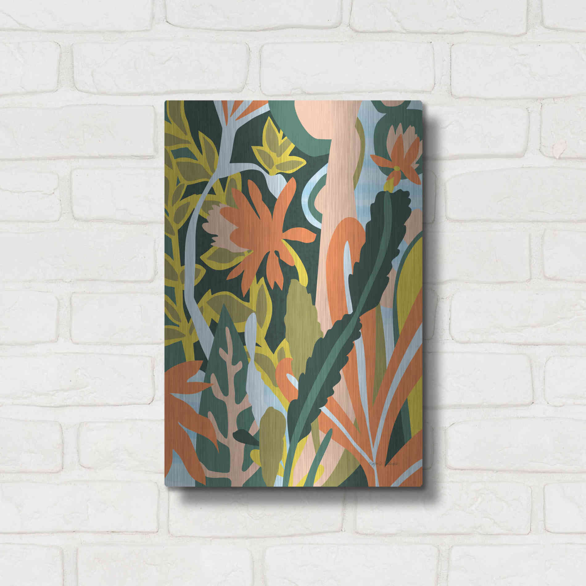 Luxe Metal Art 'Cactus Flower' by Megan Gallagher, Metal Wall Art,12x16