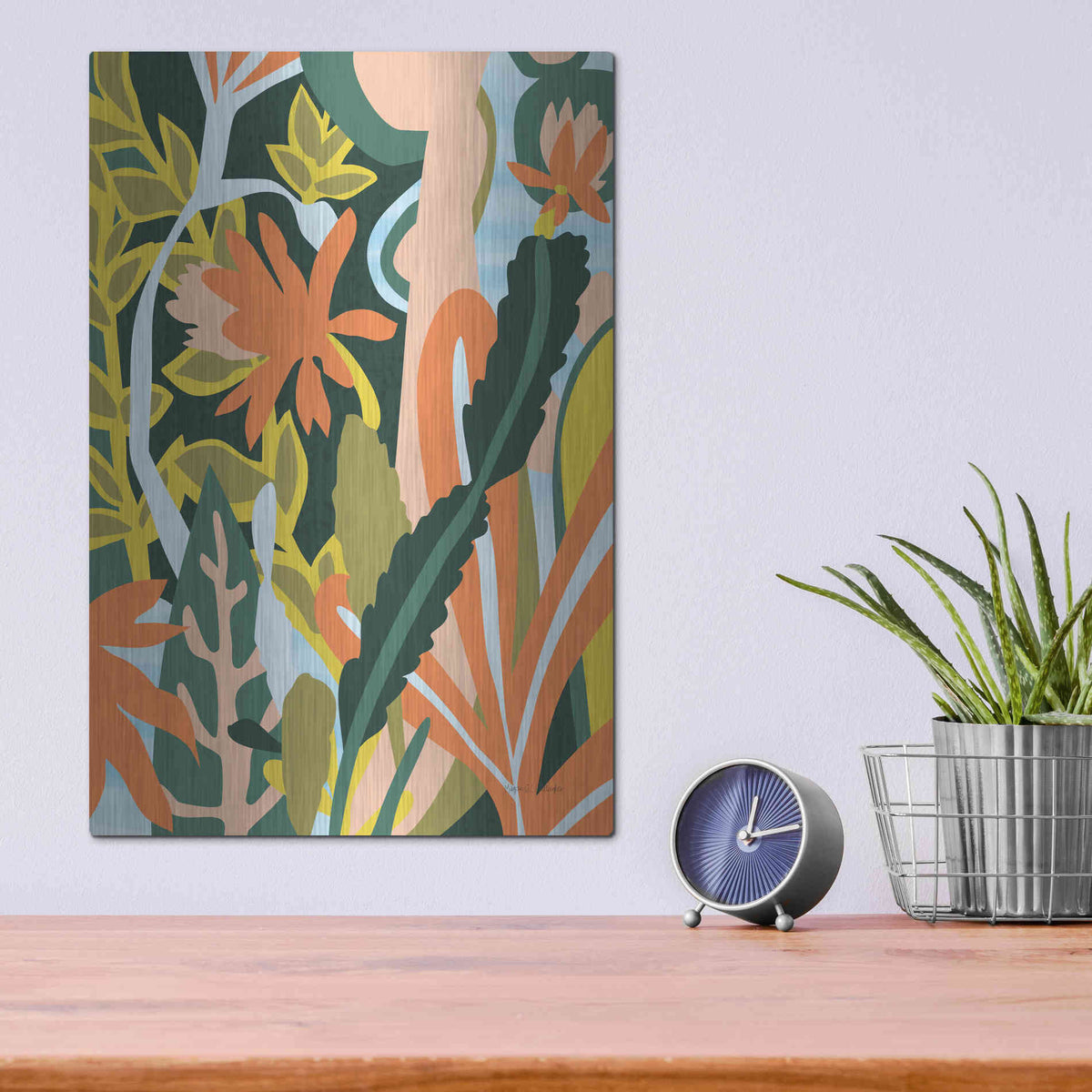 Luxe Metal Art 'Cactus Flower' by Megan Gallagher, Metal Wall Art,12x16