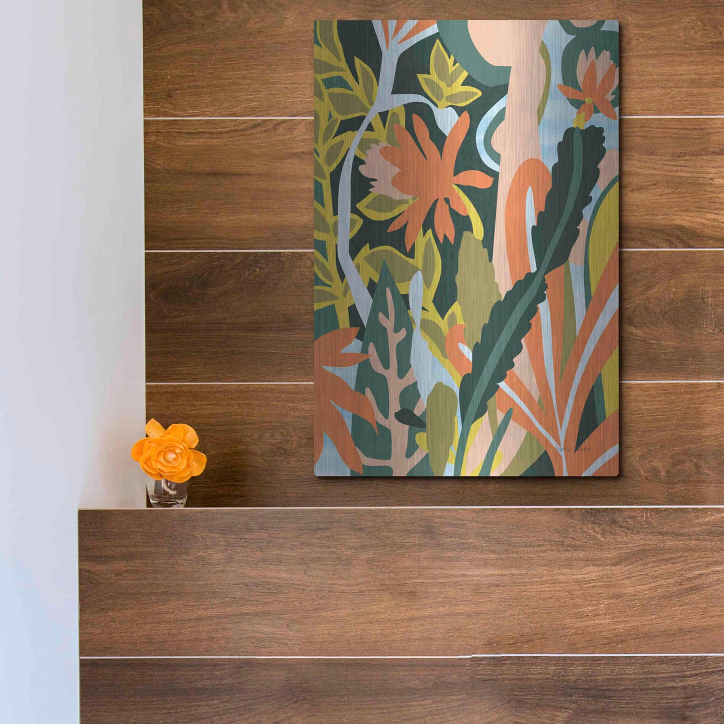 Luxe Metal Art 'Cactus Flower' by Megan Gallagher, Metal Wall Art,12x16