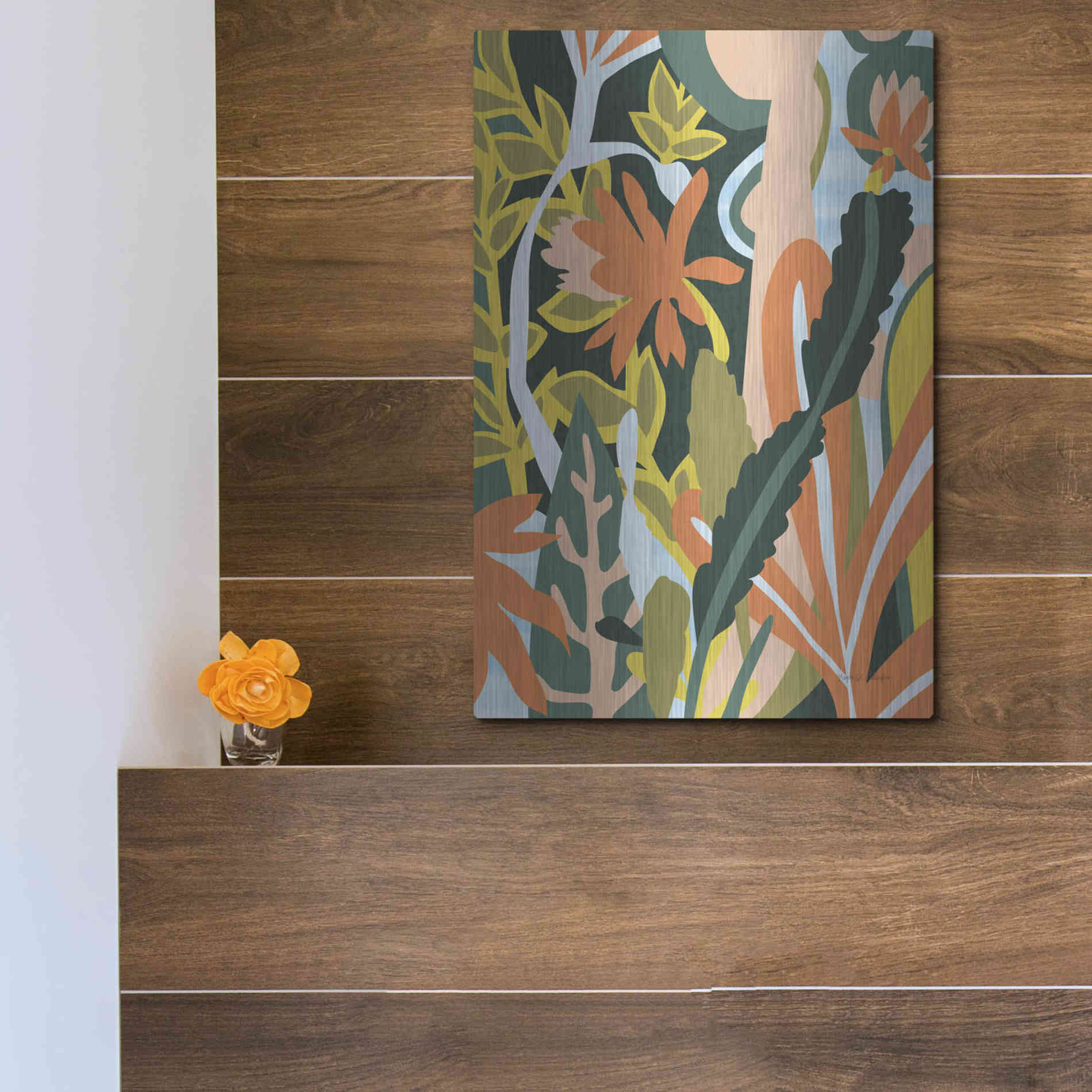 Luxe Metal Art 'Cactus Flower' by Megan Gallagher, Metal Wall Art,12x16