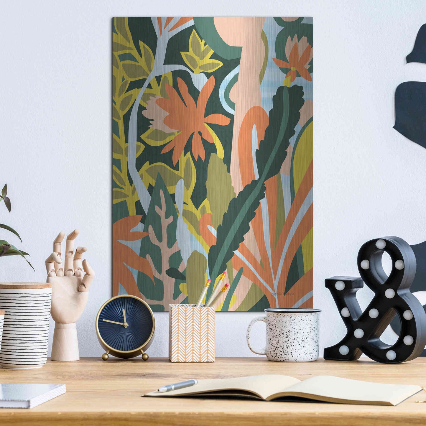 Luxe Metal Art 'Cactus Flower' by Megan Gallagher, Metal Wall Art,12x16