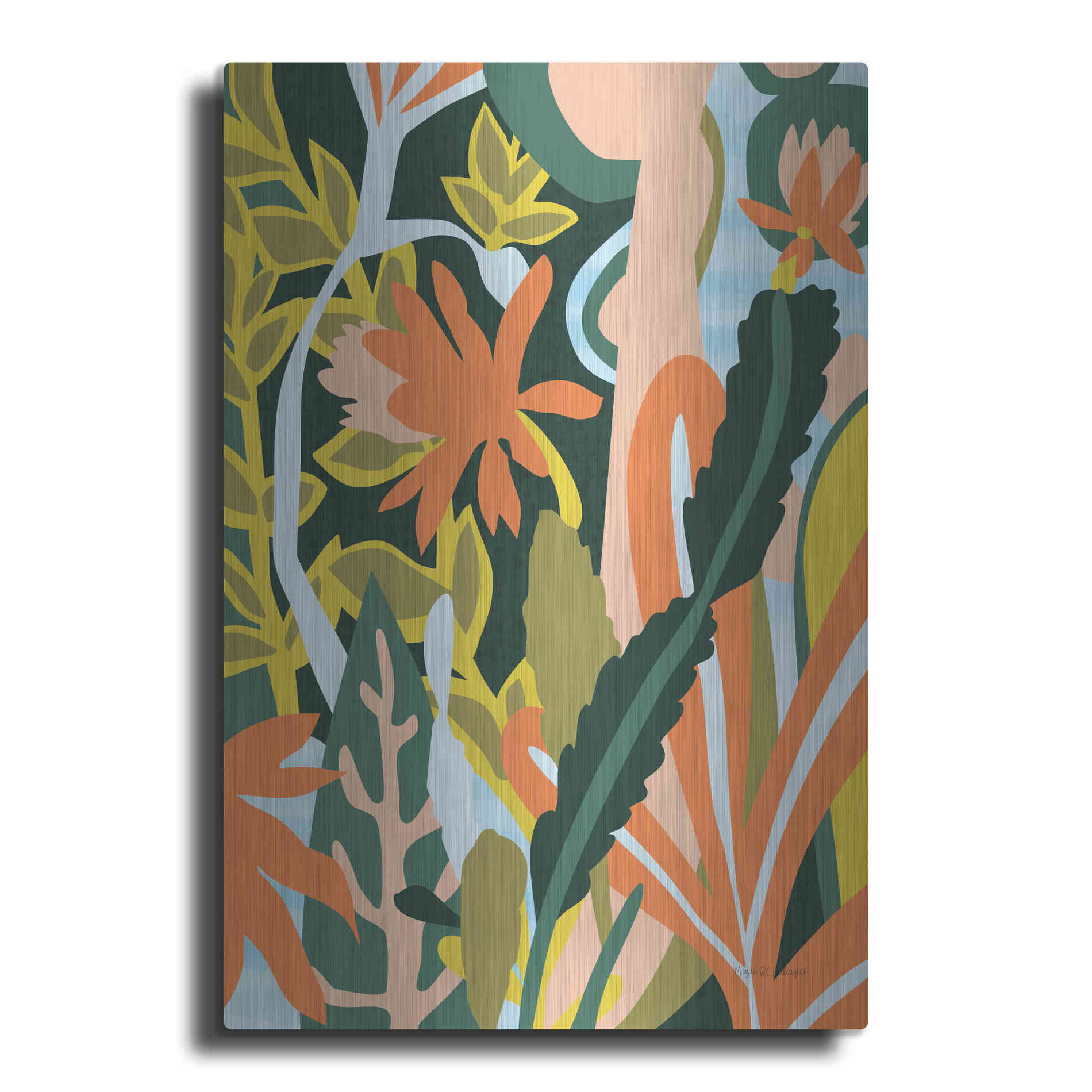 Luxe Metal Art 'Cactus Flower' by Megan Gallagher, Metal Wall Art