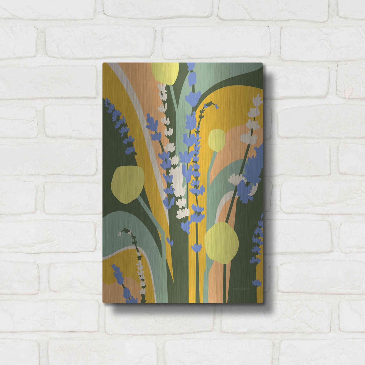 Luxe Metal Art 'Lavender and Craspedia' by Megan Gallagher, Metal Wall Art,12x16