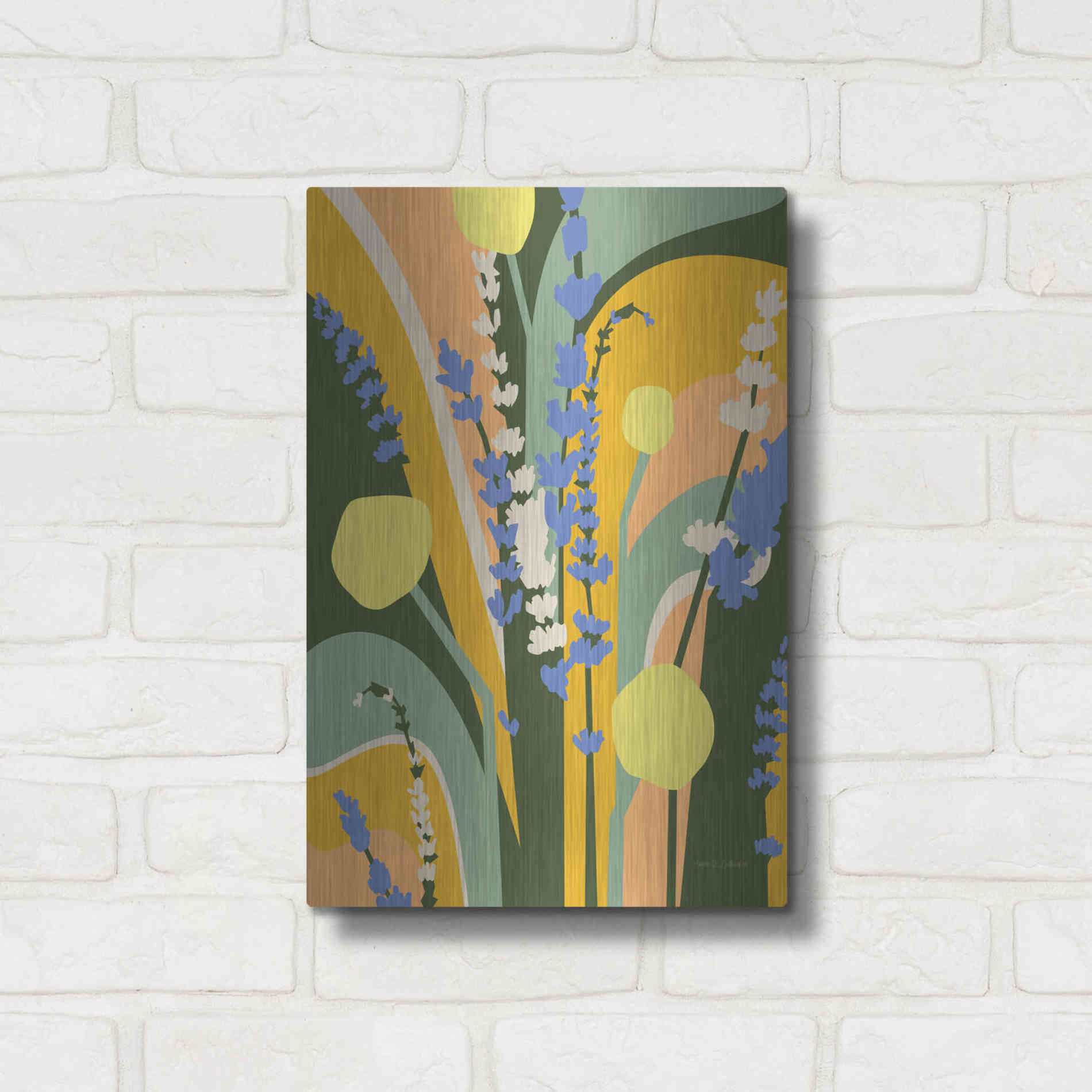 Luxe Metal Art 'Lavender and Craspedia' by Megan Gallagher, Metal Wall Art,12x16