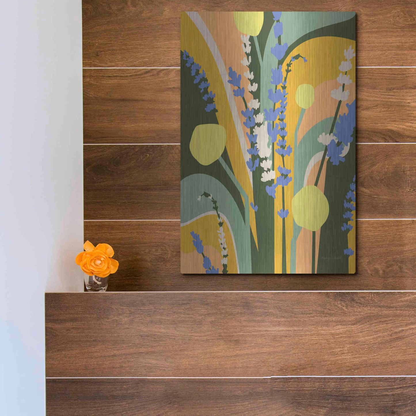 Luxe Metal Art 'Lavender and Craspedia' by Megan Gallagher, Metal Wall Art,12x16