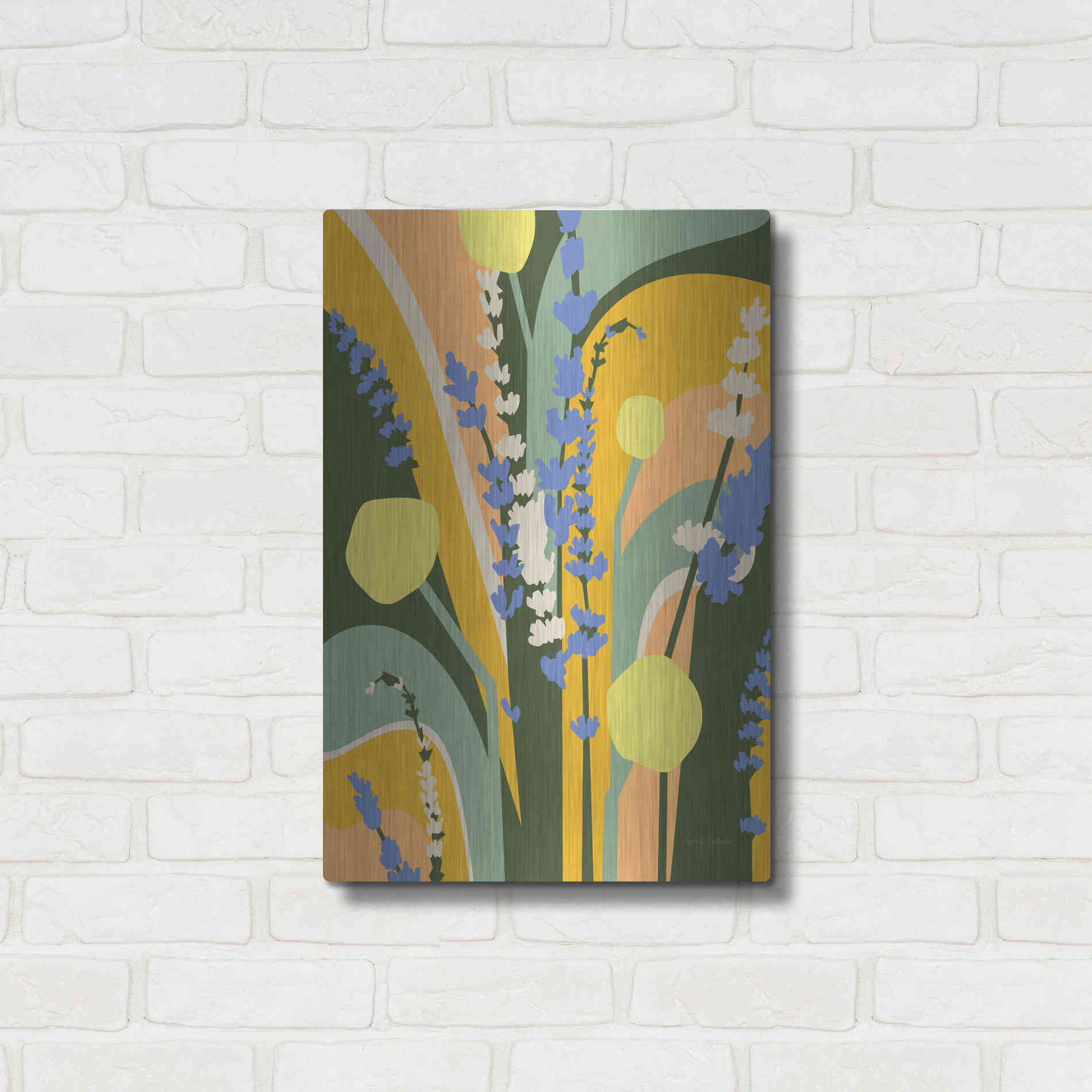 Luxe Metal Art 'Lavender and Craspedia' by Megan Gallagher, Metal Wall Art,16x24