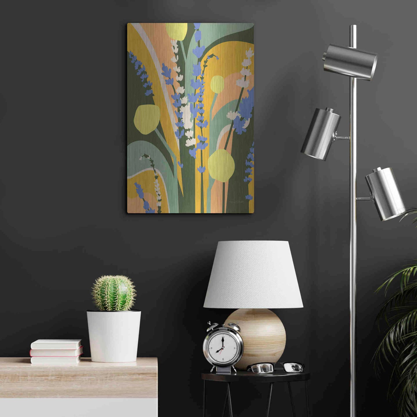 Luxe Metal Art 'Lavender and Craspedia' by Megan Gallagher, Metal Wall Art,16x24