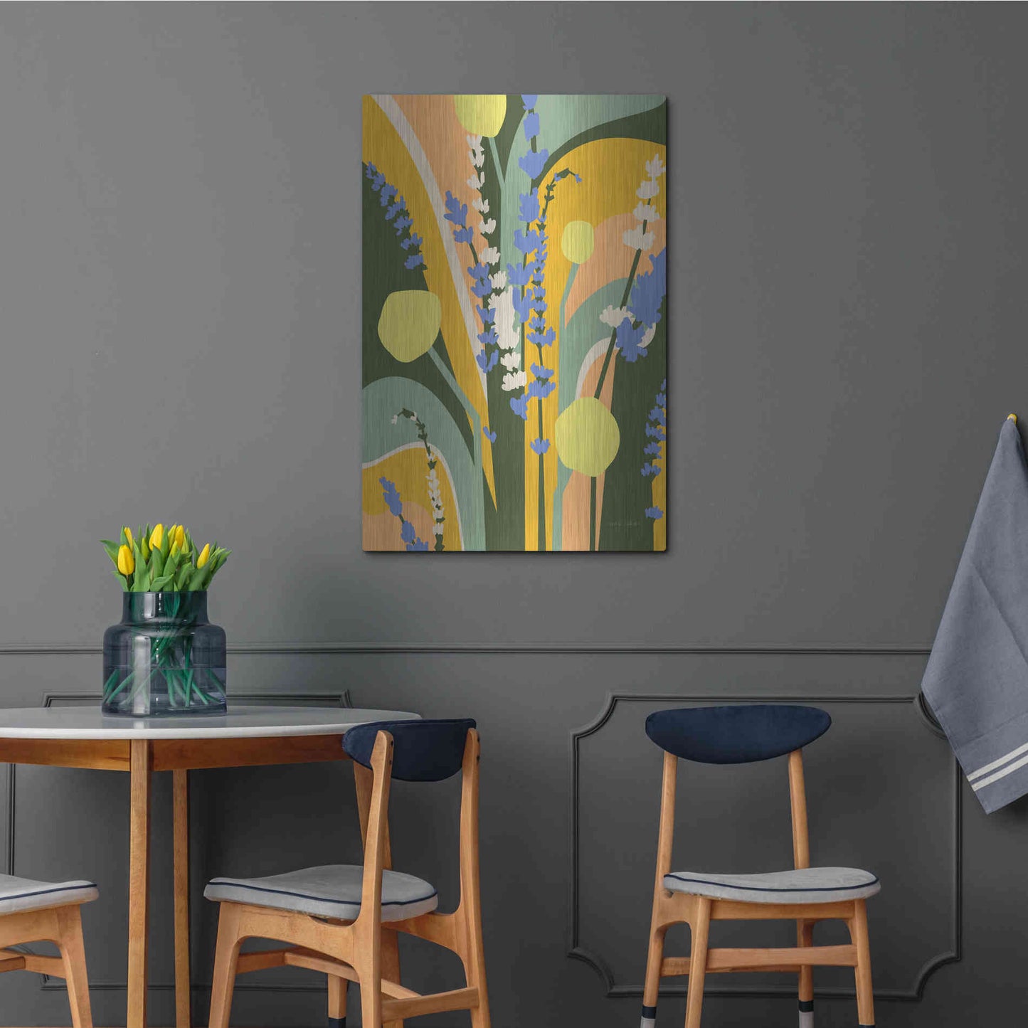 Luxe Metal Art 'Lavender and Craspedia' by Megan Gallagher, Metal Wall Art,24x36