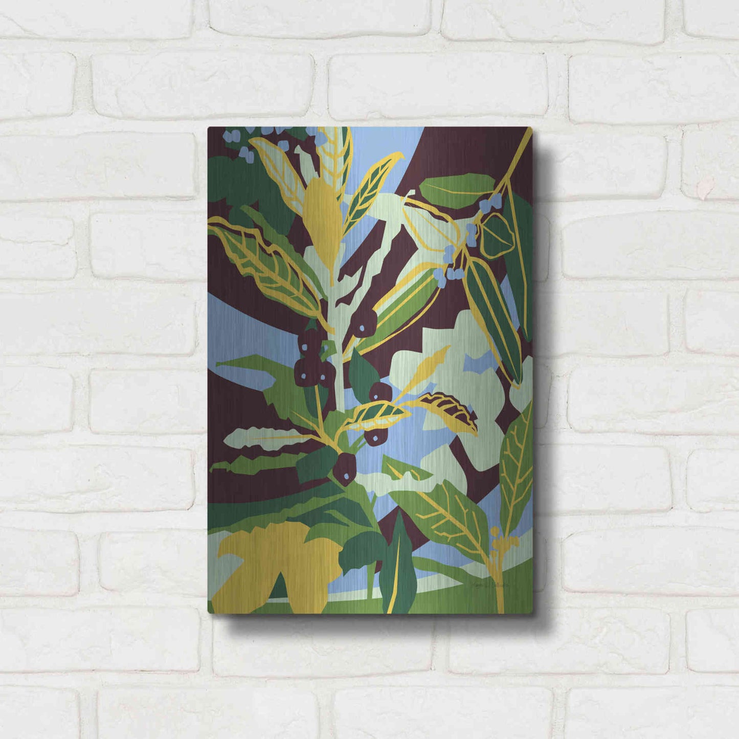 Luxe Metal Art 'Bay Leaf' by Megan Gallagher, Metal Wall Art,12x16