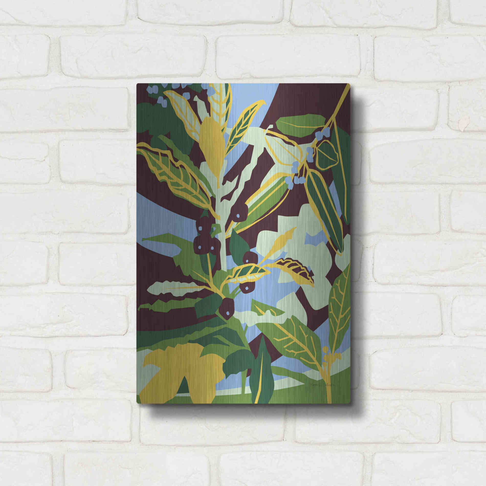 Luxe Metal Art 'Bay Leaf' by Megan Gallagher, Metal Wall Art,12x16