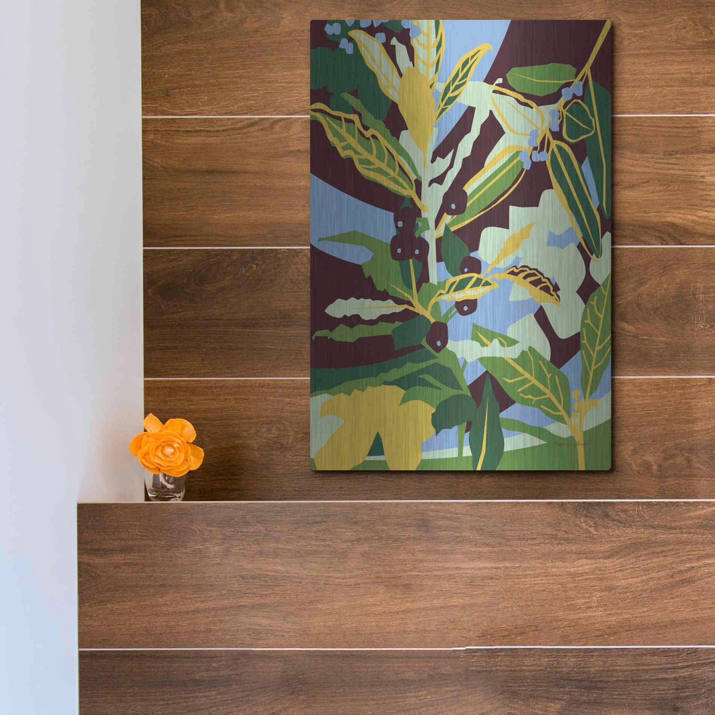 Luxe Metal Art 'Bay Leaf' by Megan Gallagher, Metal Wall Art,12x16