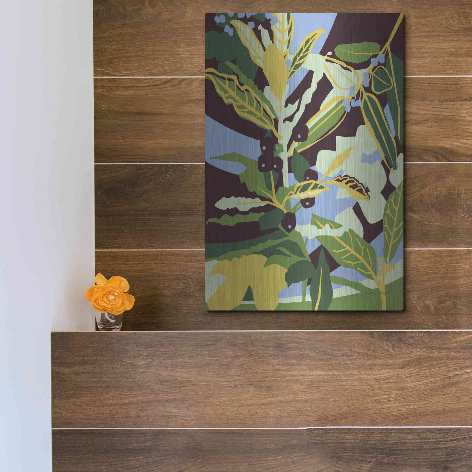 Luxe Metal Art 'Bay Leaf' by Megan Gallagher, Metal Wall Art,12x16