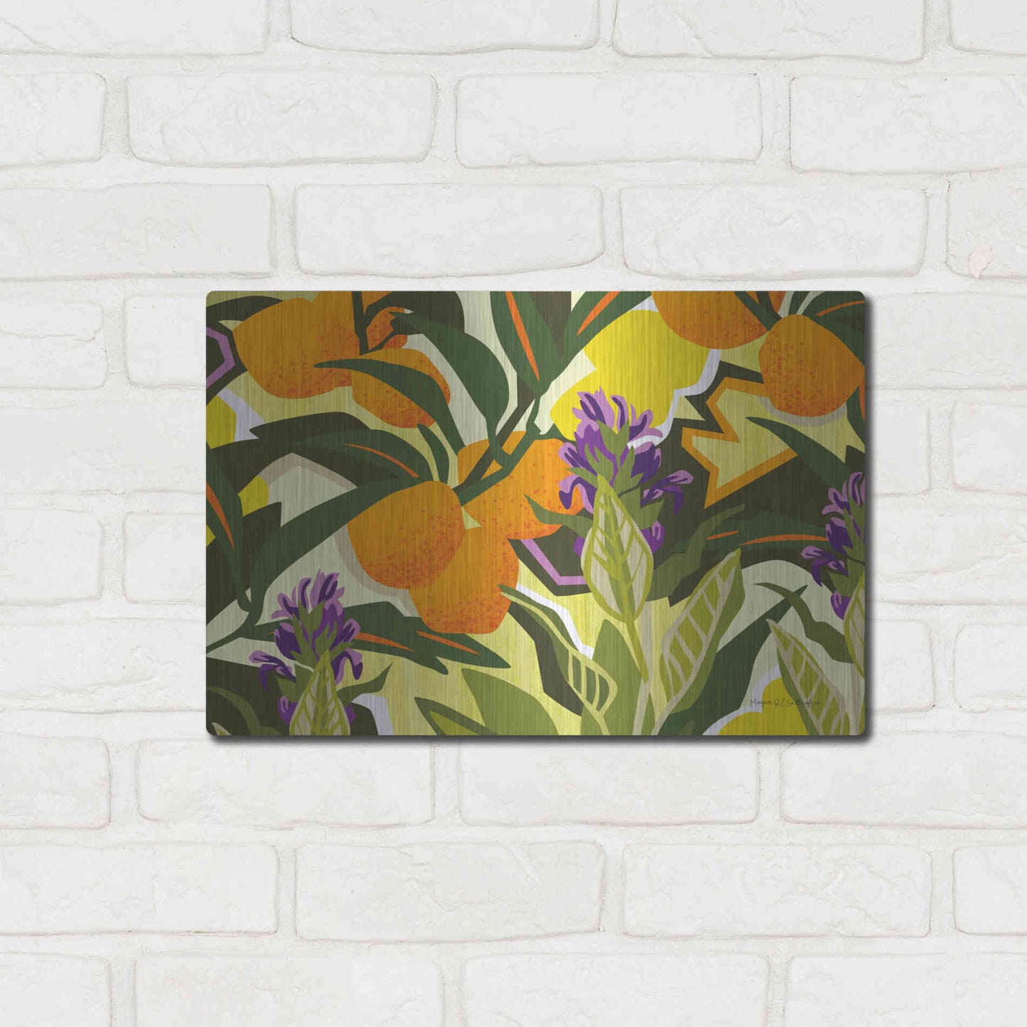 Luxe Metal Art 'Citrus Sage I' by Megan Gallagher, Metal Wall Art,16x12