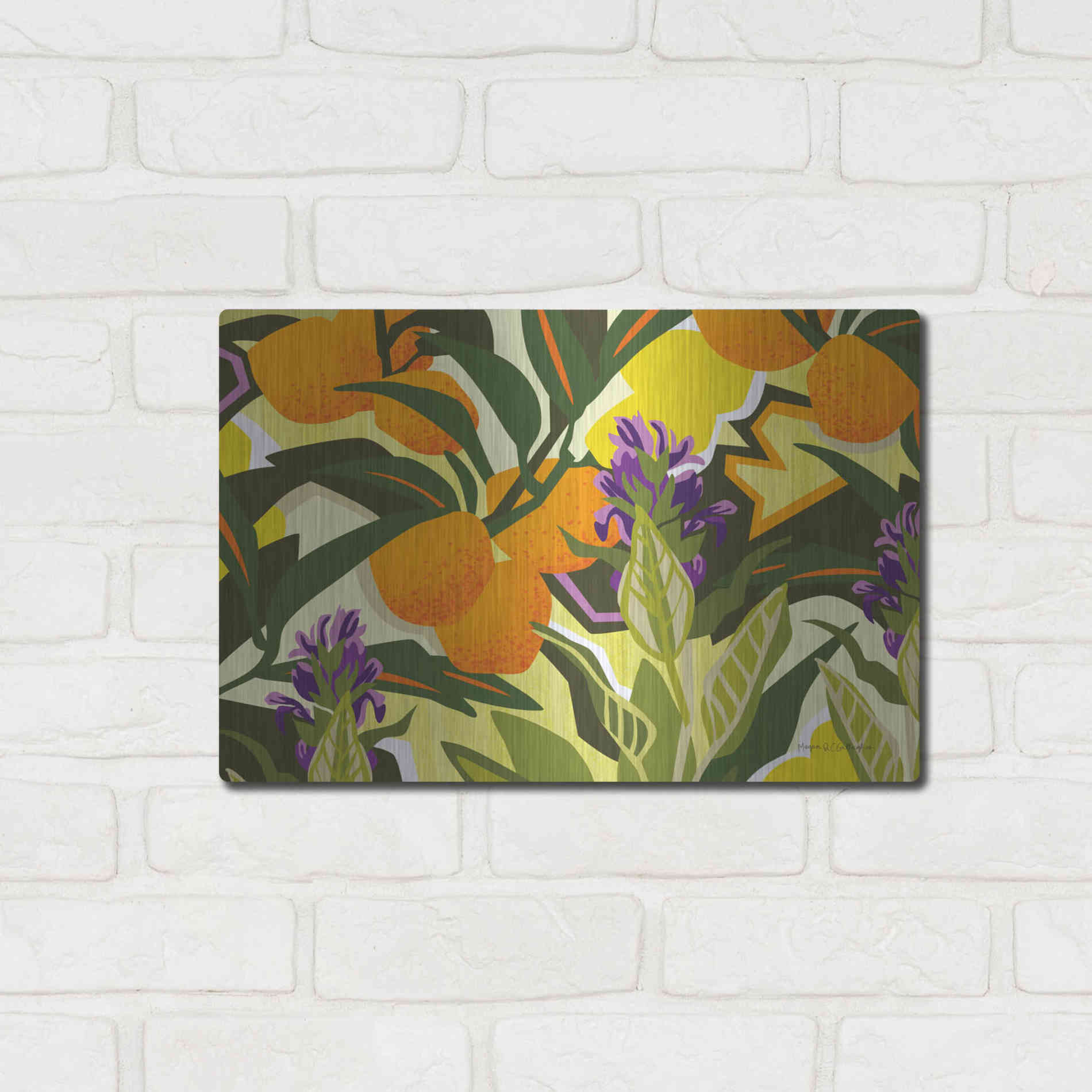 Luxe Metal Art 'Citrus Sage I' by Megan Gallagher, Metal Wall Art,16x12