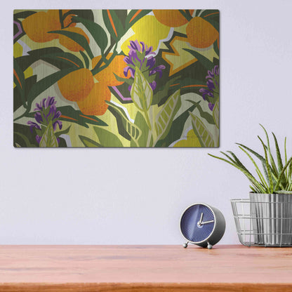 Luxe Metal Art 'Citrus Sage I' by Megan Gallagher, Metal Wall Art,16x12