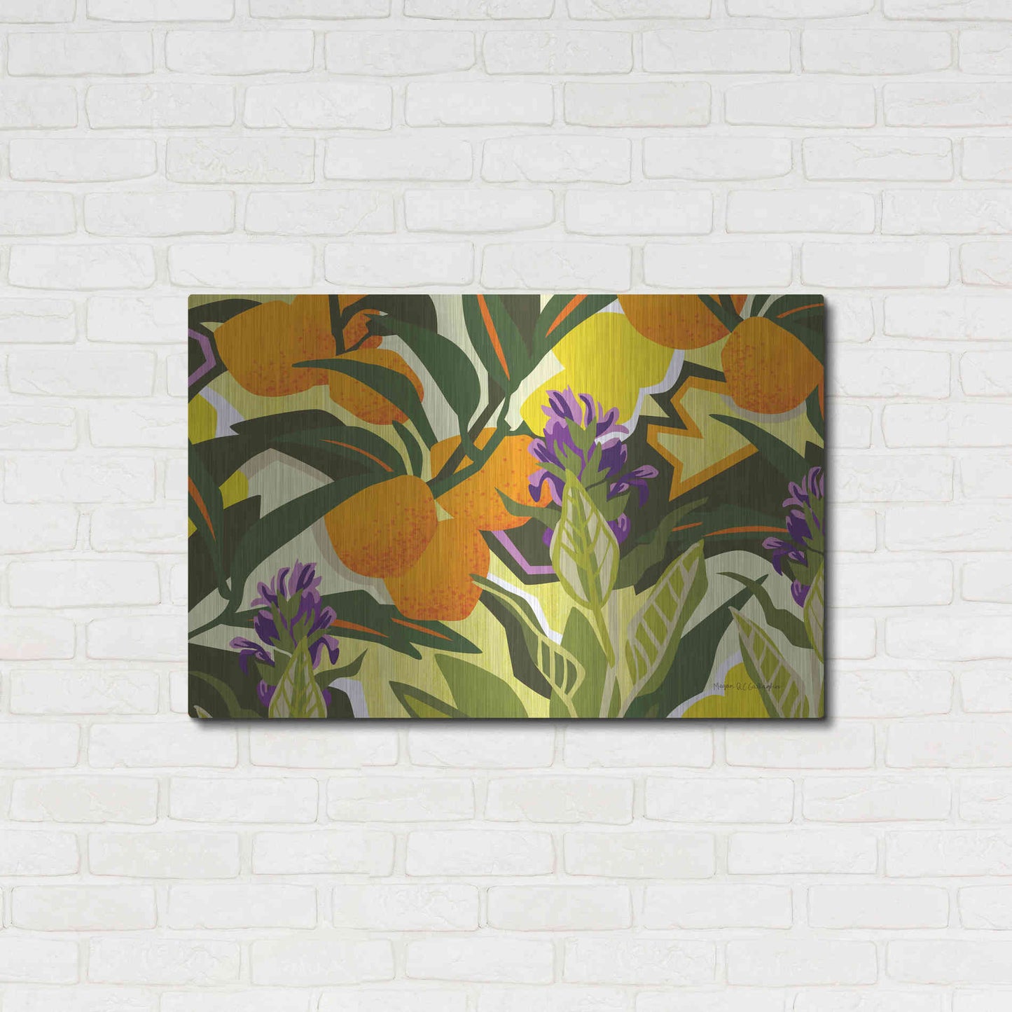 Luxe Metal Art 'Citrus Sage I' by Megan Gallagher, Metal Wall Art,36x24