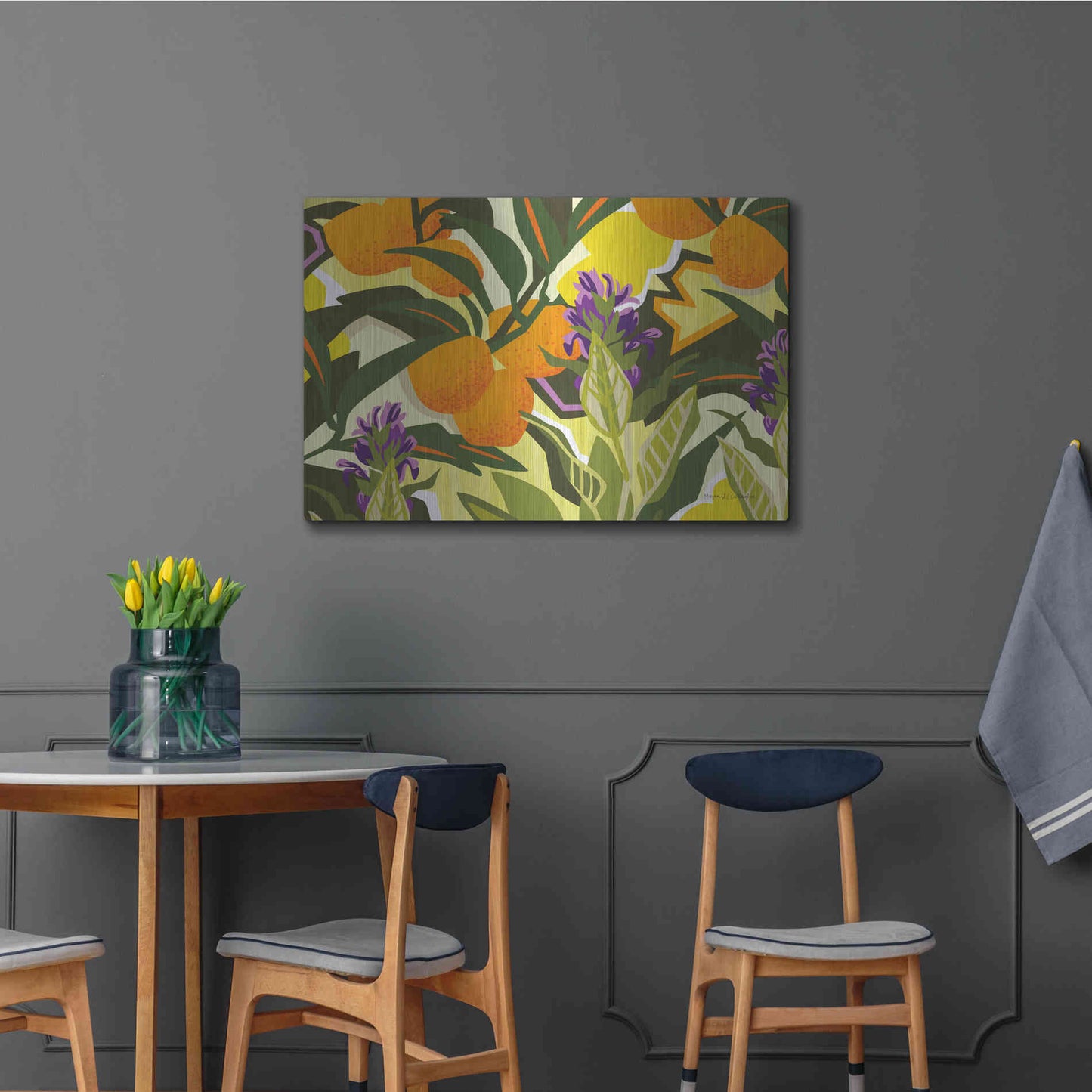 Luxe Metal Art 'Citrus Sage I' by Megan Gallagher, Metal Wall Art,36x24