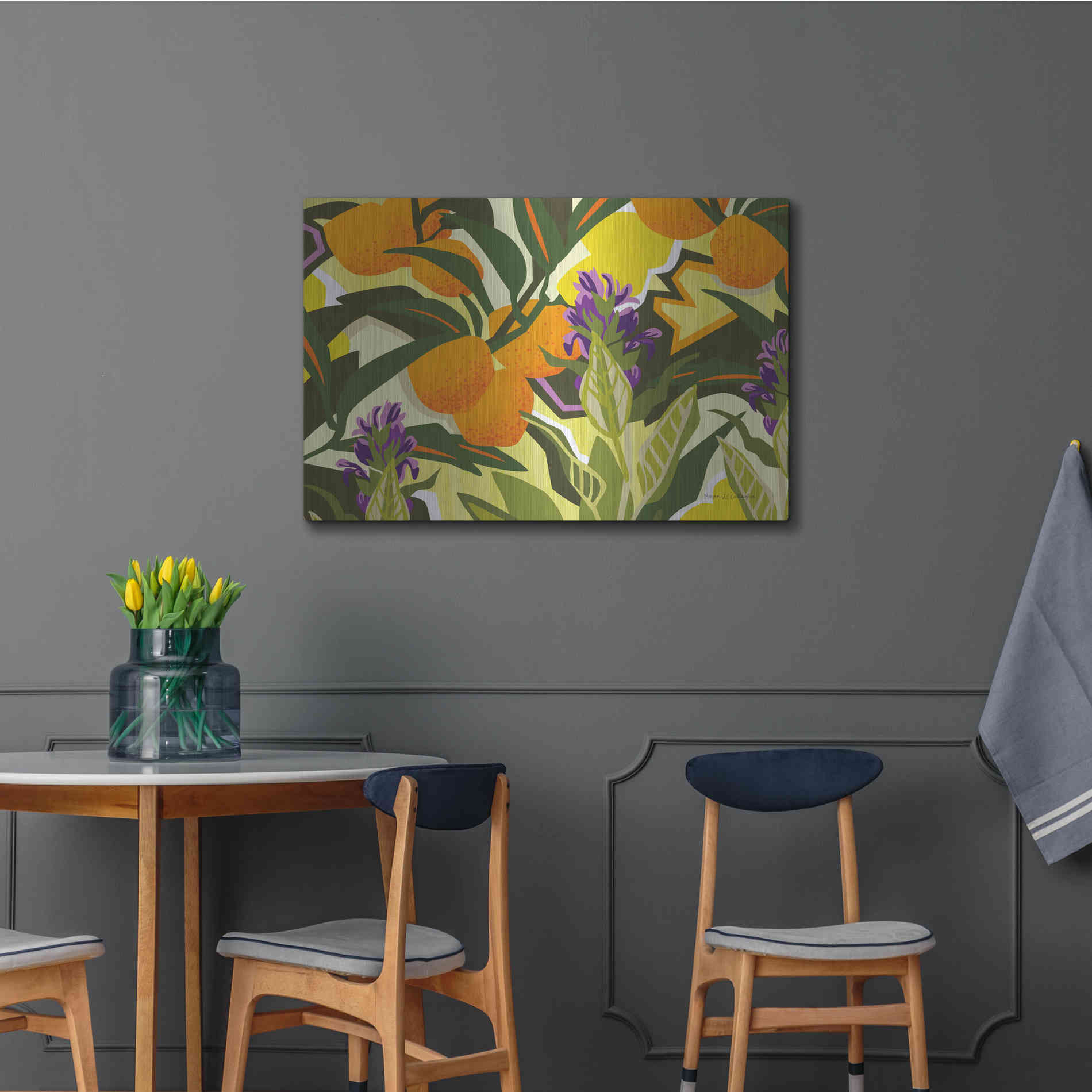 Luxe Metal Art 'Citrus Sage I' by Megan Gallagher, Metal Wall Art,36x24