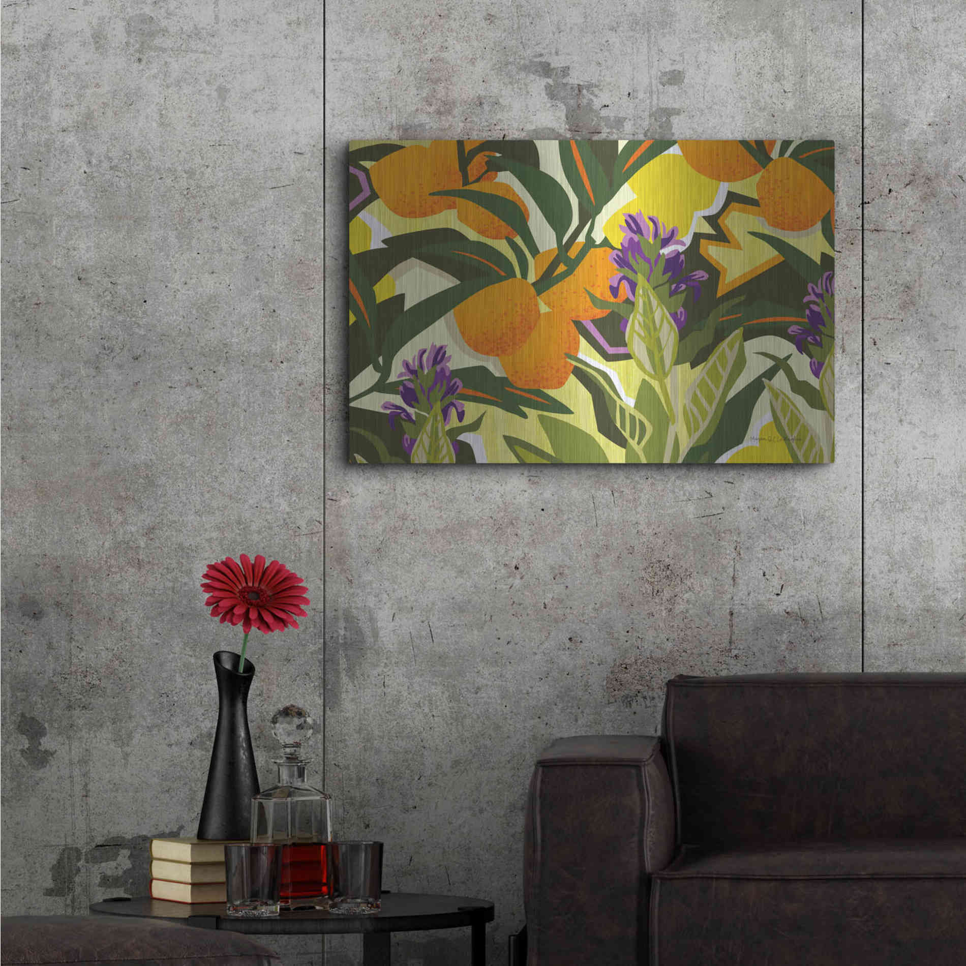 Luxe Metal Art 'Citrus Sage I' by Megan Gallagher, Metal Wall Art,36x24