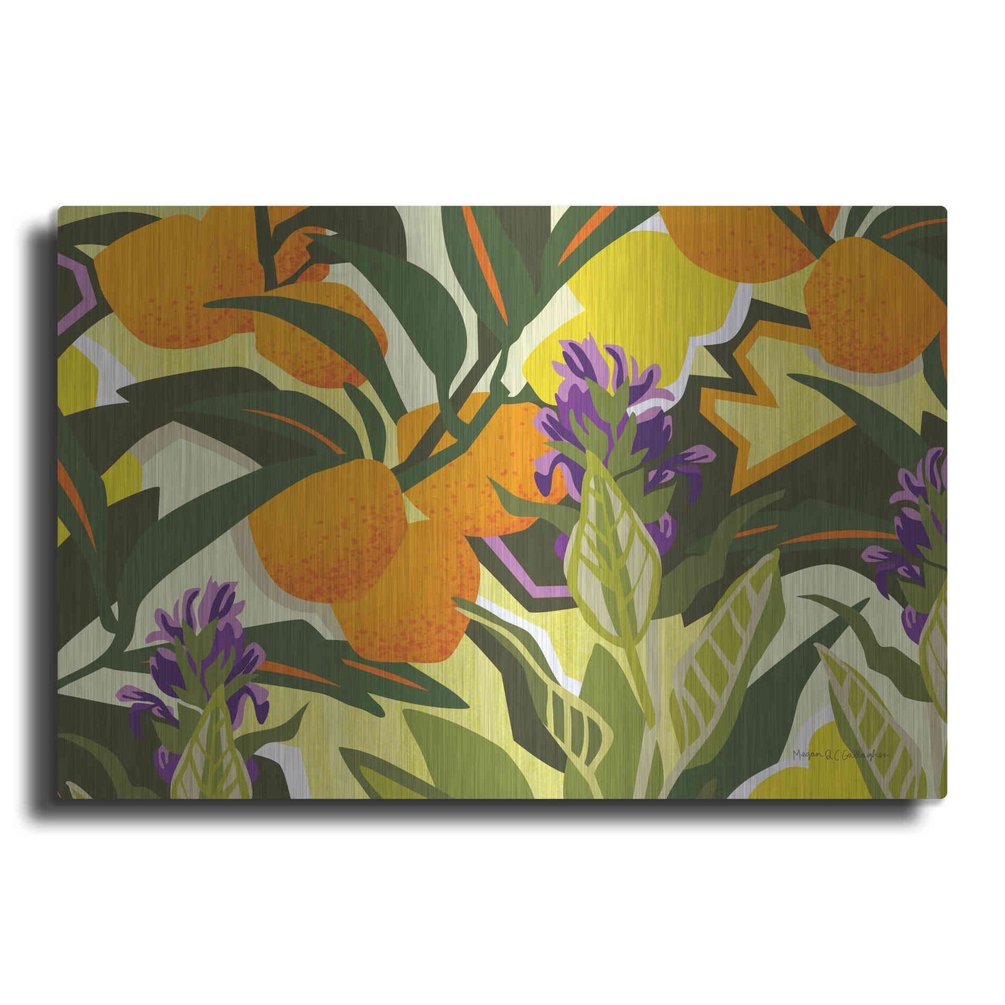 Luxe Metal Art 'Citrus Sage I' by Megan Gallagher, Metal Wall Art