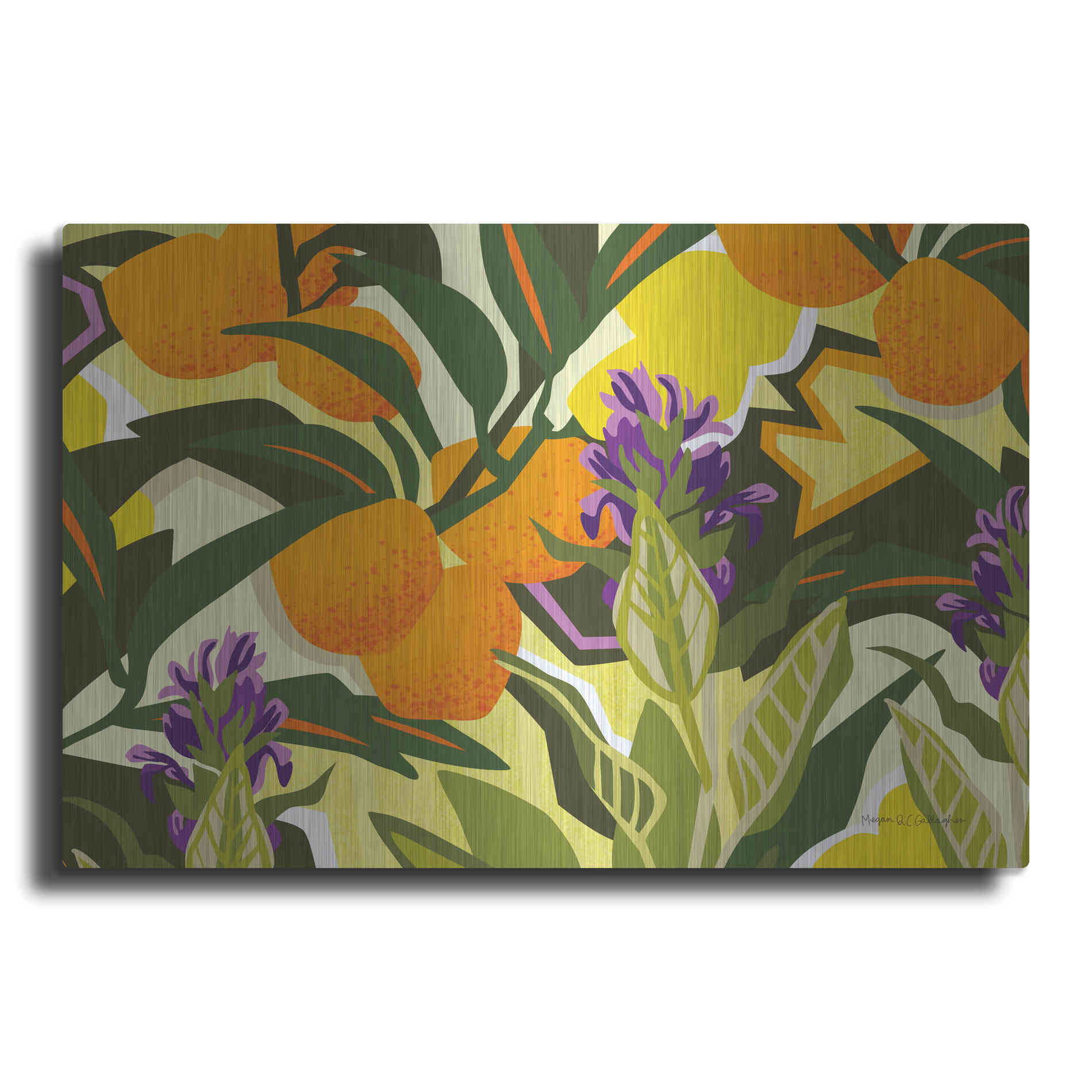 Luxe Metal Art 'Citrus Sage I' by Megan Gallagher, Metal Wall Art