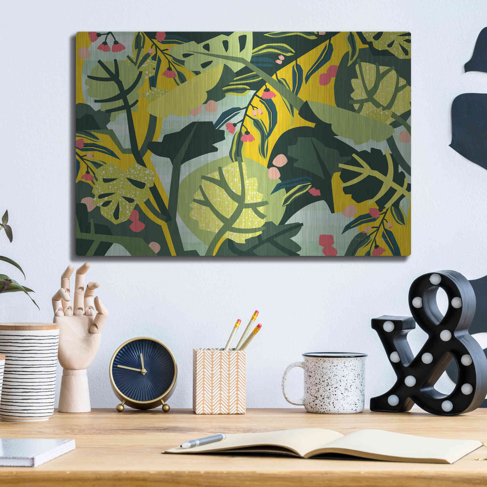 Luxe Metal Art 'Eucalyptus Mint I' by Megan Gallagher, Metal Wall Art,16x12