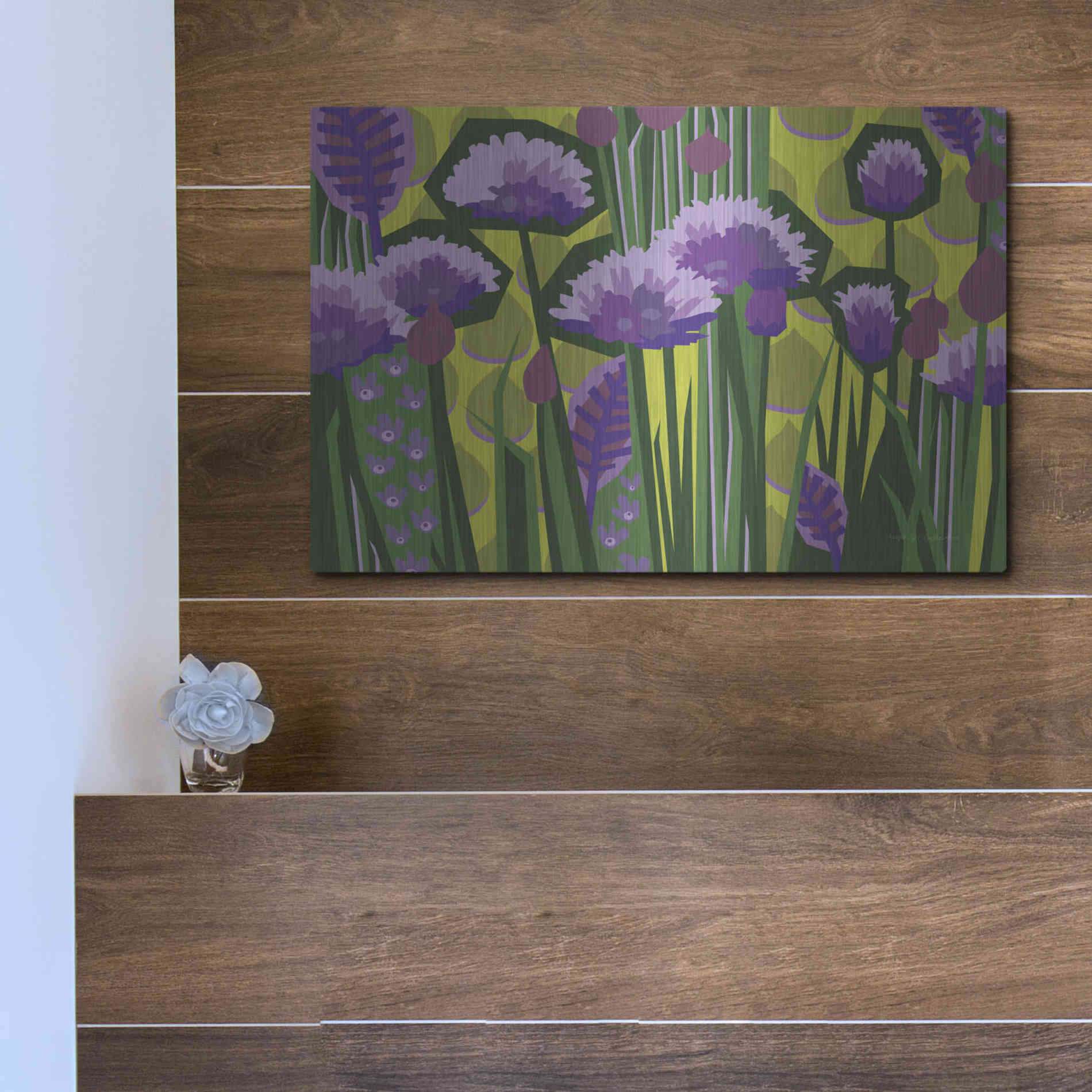 Luxe Metal Art 'Chives I' by Megan Gallagher, Metal Wall Art,16x12