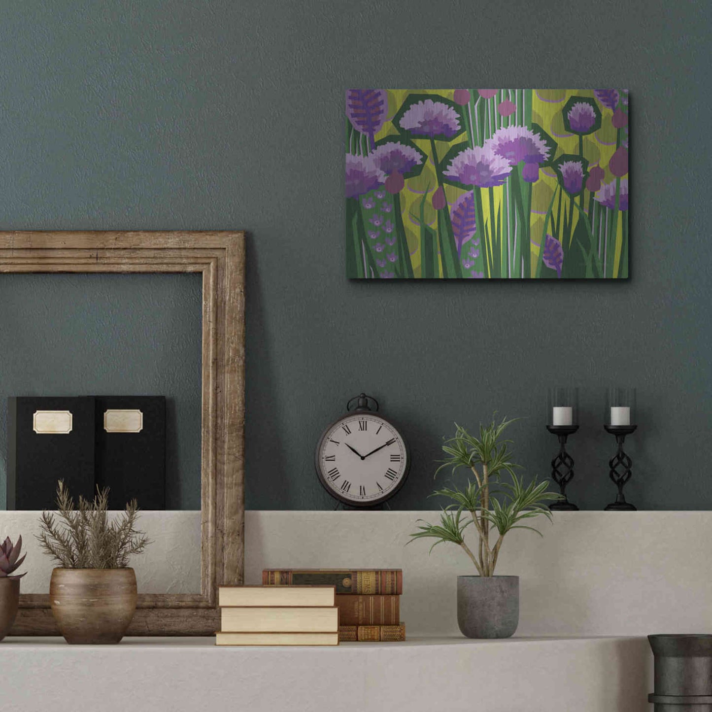 Luxe Metal Art 'Chives I' by Megan Gallagher, Metal Wall Art,16x12