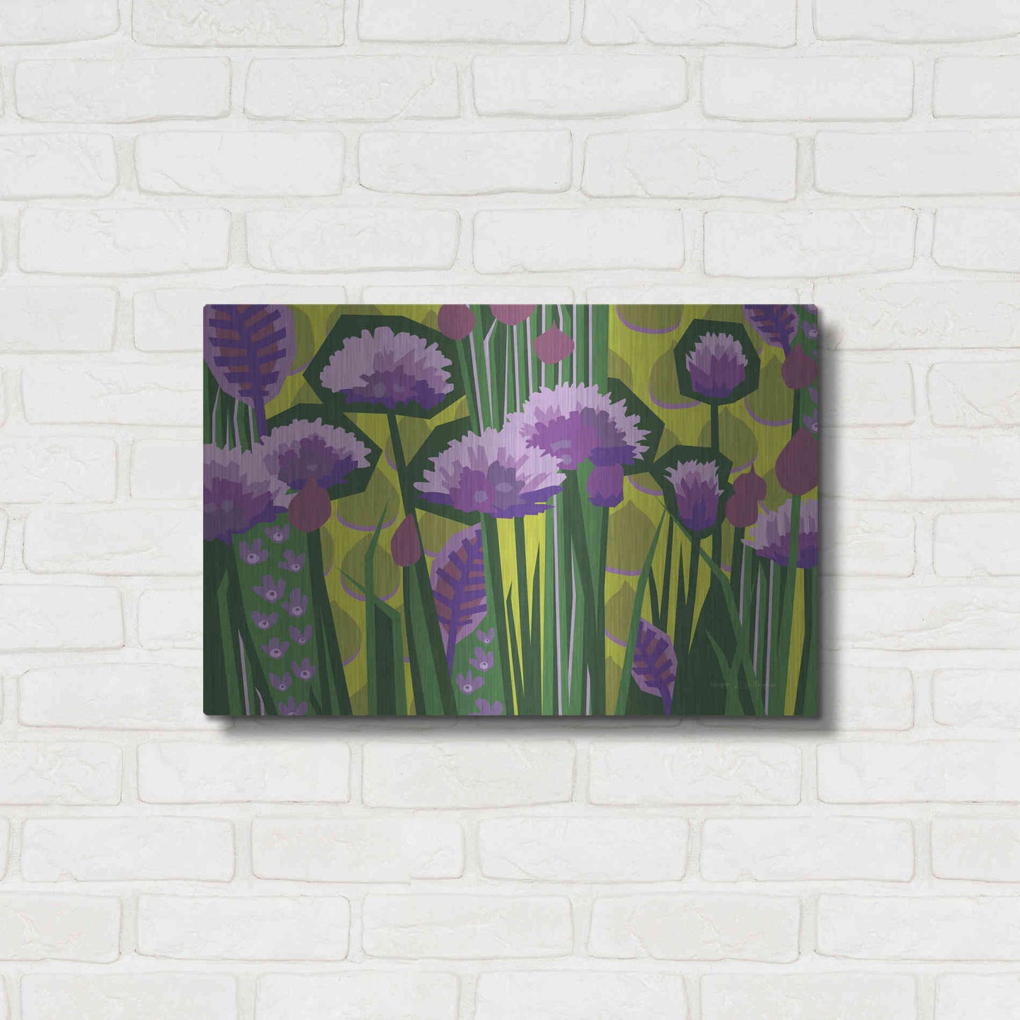 Luxe Metal Art 'Chives I' by Megan Gallagher, Metal Wall Art,24x16