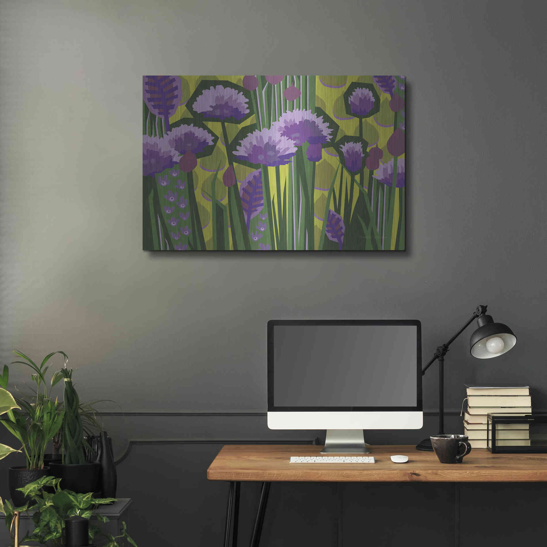 Luxe Metal Art 'Chives I' by Megan Gallagher, Metal Wall Art,36x24