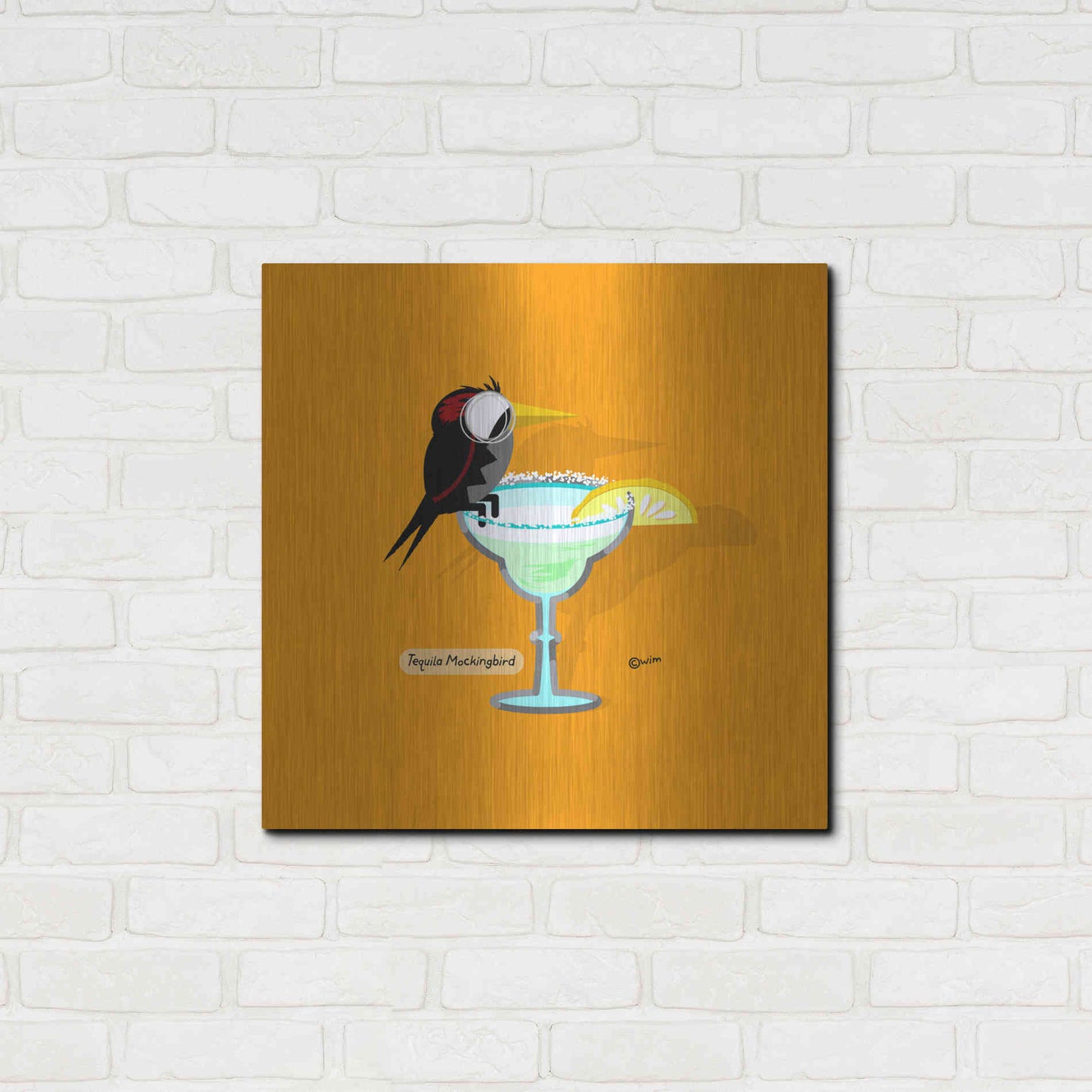 Luxe Metal Art 'Tequila Mockingbird' by Chuck Wimmer, Metal Wall Art,24x24