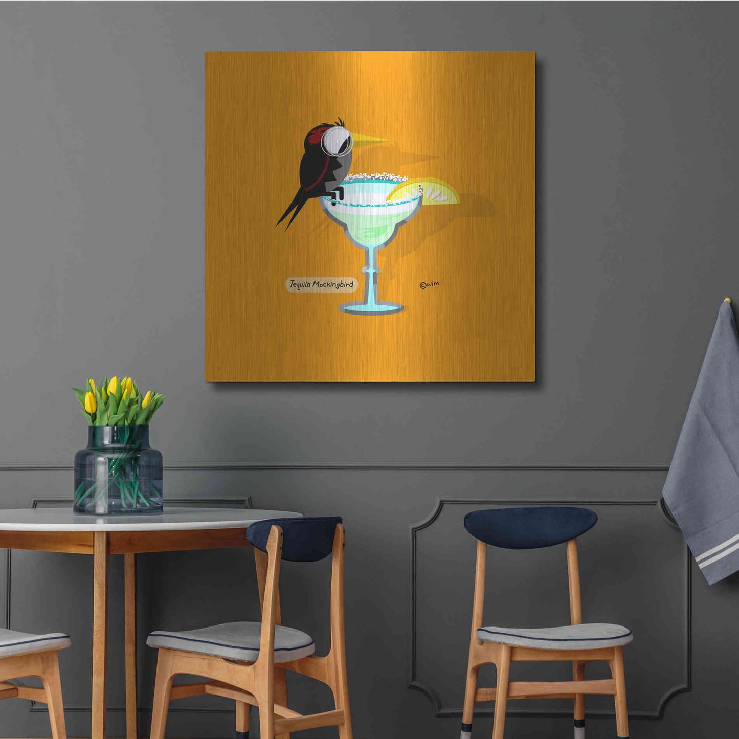 Luxe Metal Art 'Tequila Mockingbird' by Chuck Wimmer, Metal Wall Art,36x36