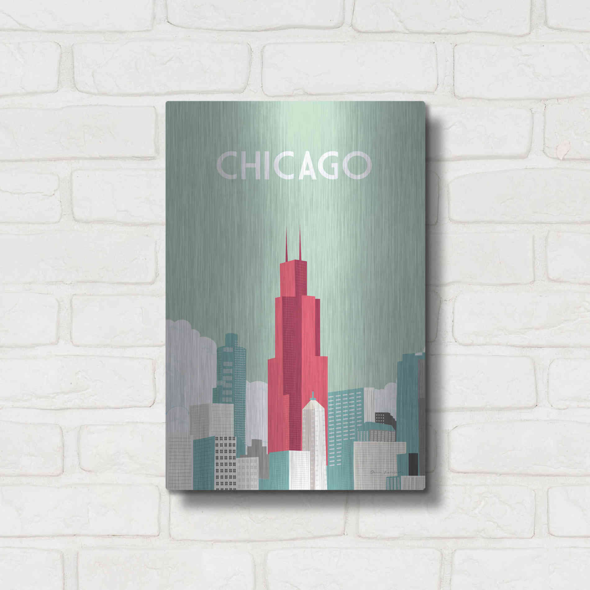 Luxe Metal Art 'Chicago' by Omar Escalante, Metal Wall Art,12x16