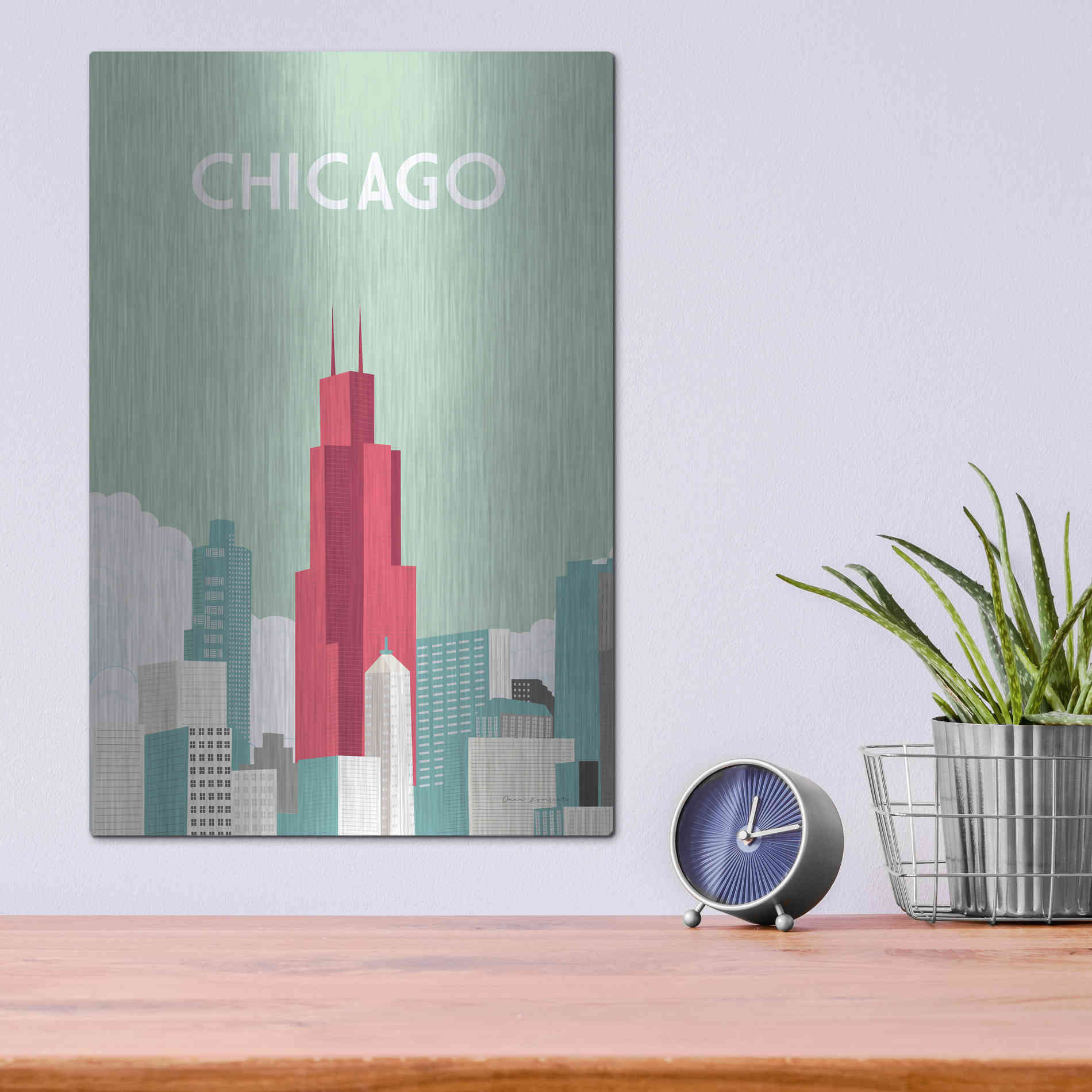 Luxe Metal Art 'Chicago' by Omar Escalante, Metal Wall Art,12x16