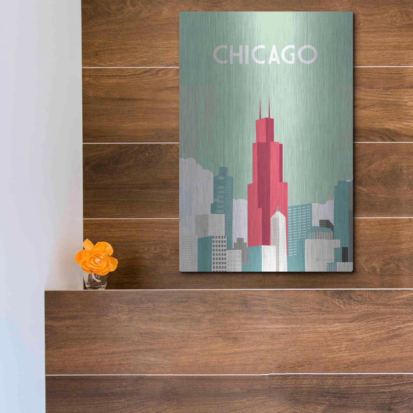 Luxe Metal Art 'Chicago' by Omar Escalante, Metal Wall Art,12x16