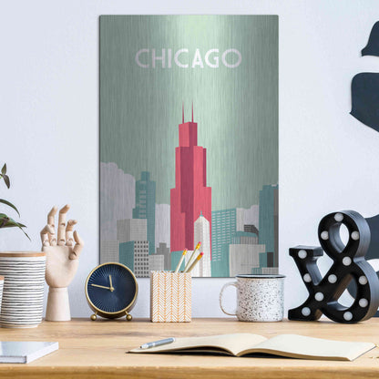 Luxe Metal Art 'Chicago' by Omar Escalante, Metal Wall Art,12x16