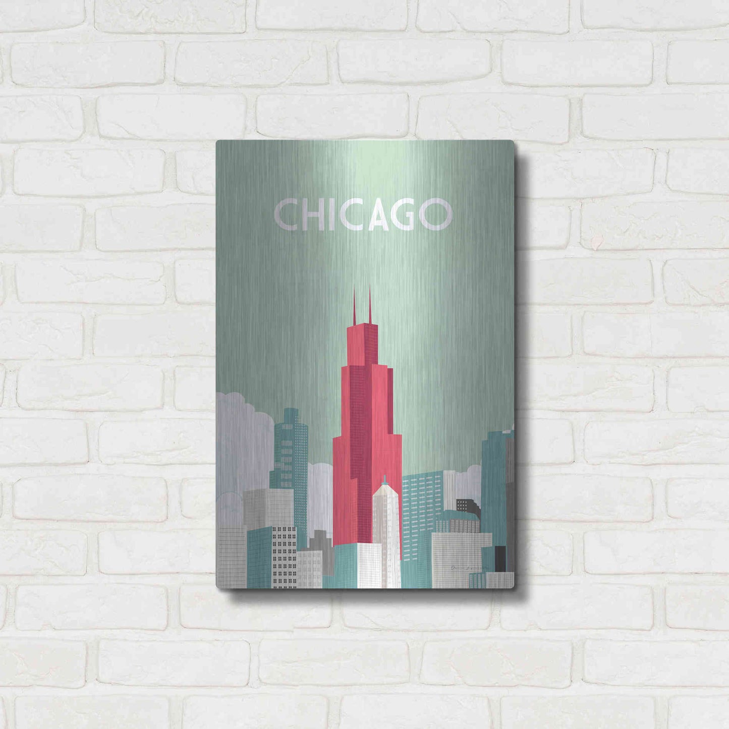 Luxe Metal Art 'Chicago' by Omar Escalante, Metal Wall Art,16x24