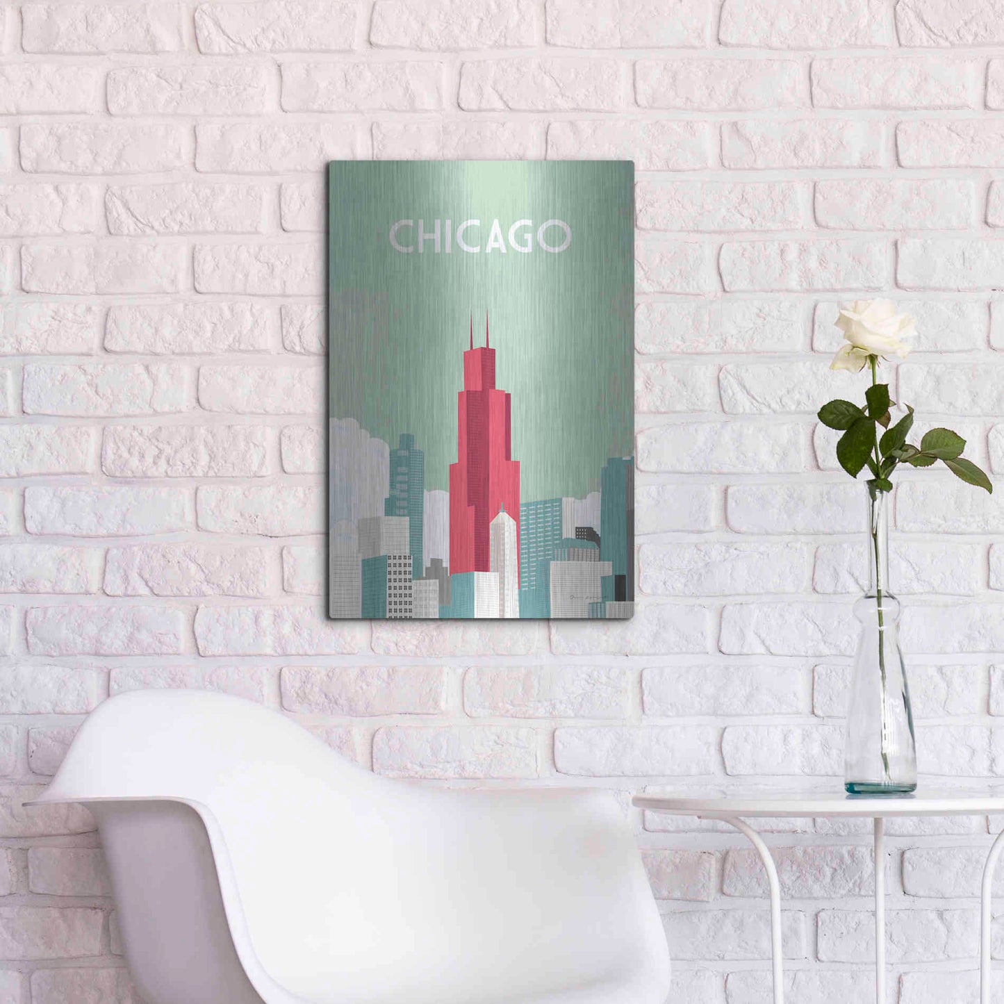 Luxe Metal Art 'Chicago' by Omar Escalante, Metal Wall Art,16x24