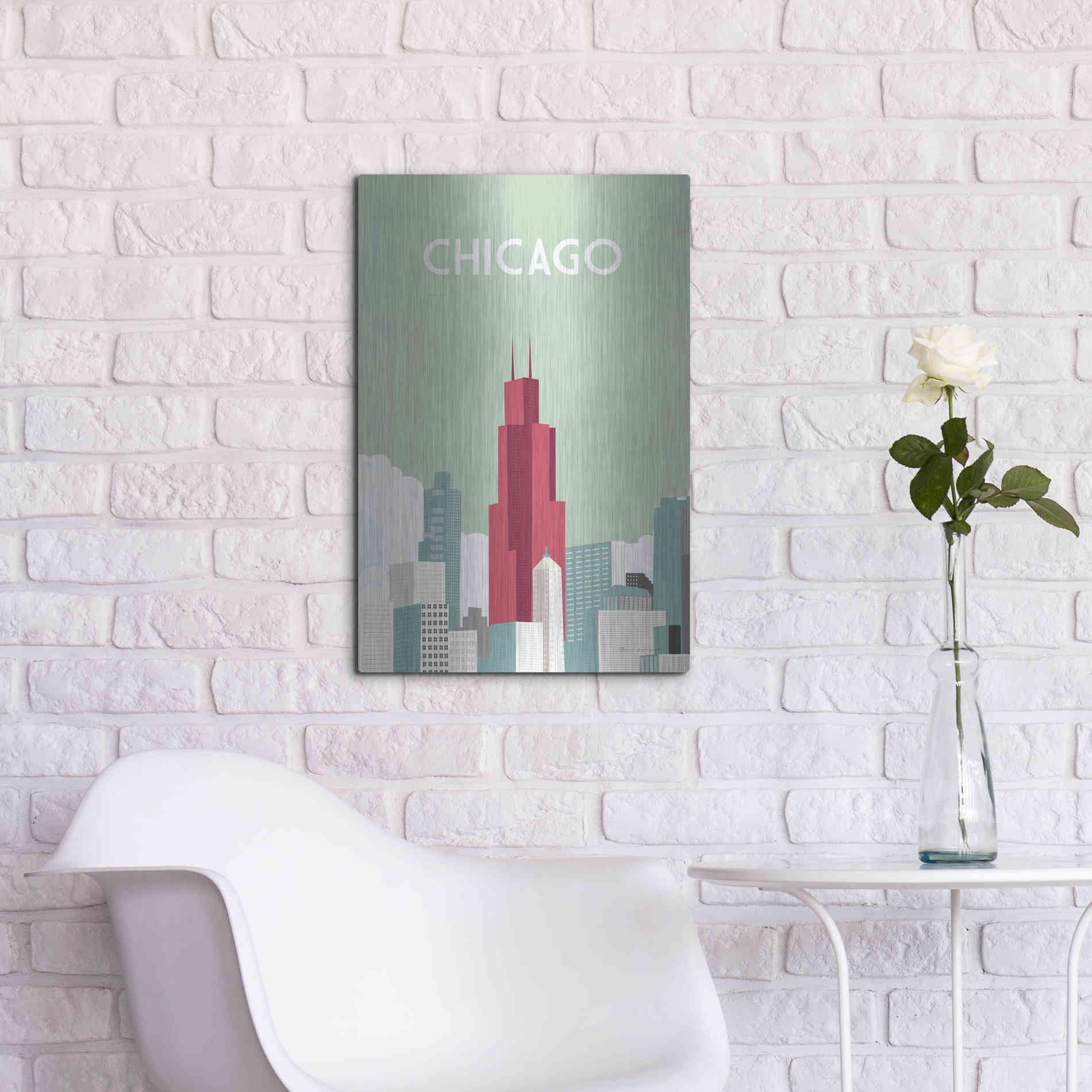 Luxe Metal Art 'Chicago' by Omar Escalante, Metal Wall Art,16x24