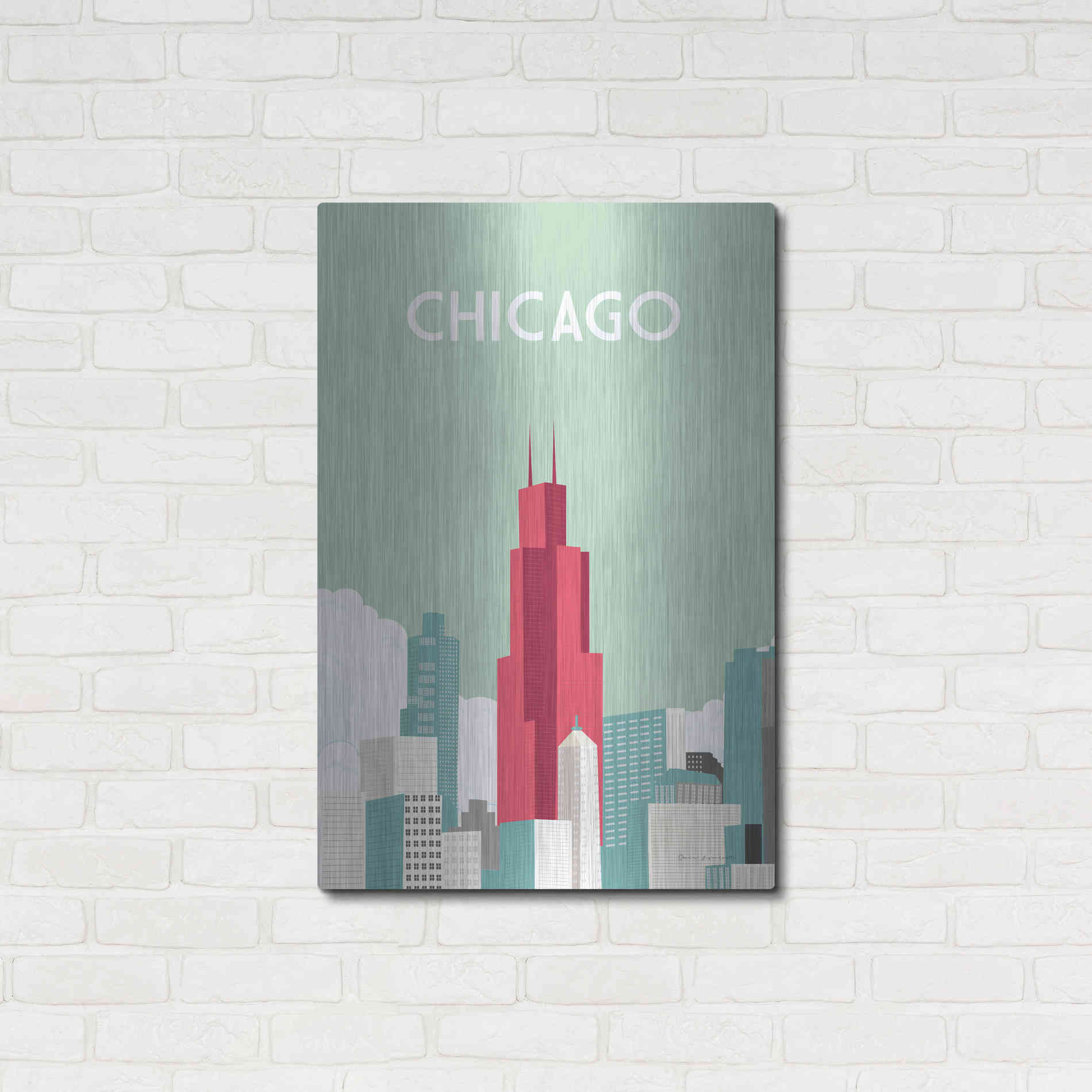 Luxe Metal Art 'Chicago' by Omar Escalante, Metal Wall Art,24x36