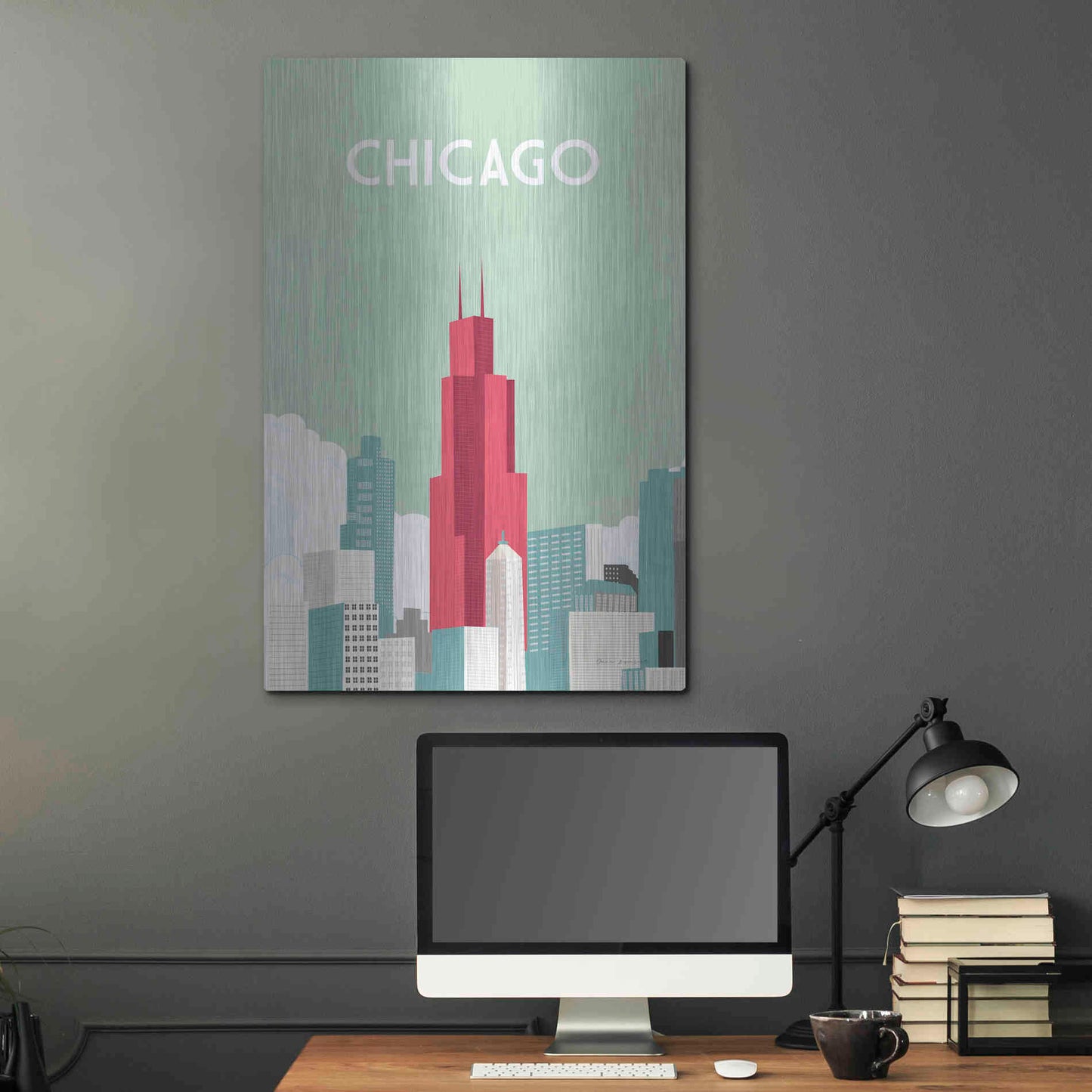 Luxe Metal Art 'Chicago' by Omar Escalante, Metal Wall Art,24x36