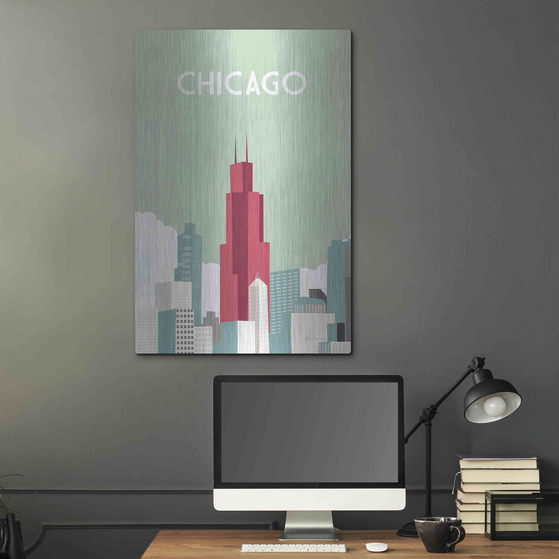 Luxe Metal Art 'Chicago' by Omar Escalante, Metal Wall Art,24x36