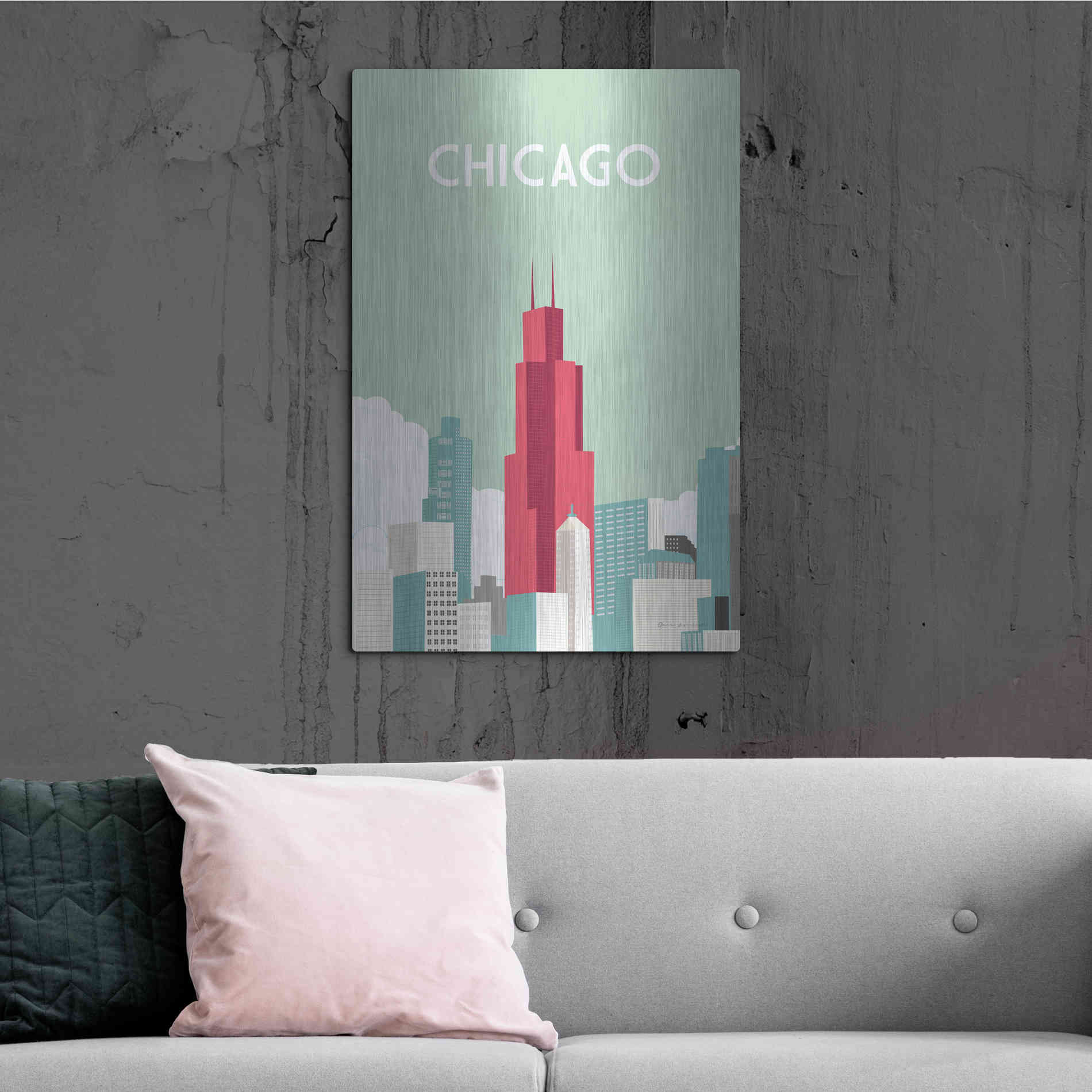 Luxe Metal Art 'Chicago' by Omar Escalante, Metal Wall Art,24x36
