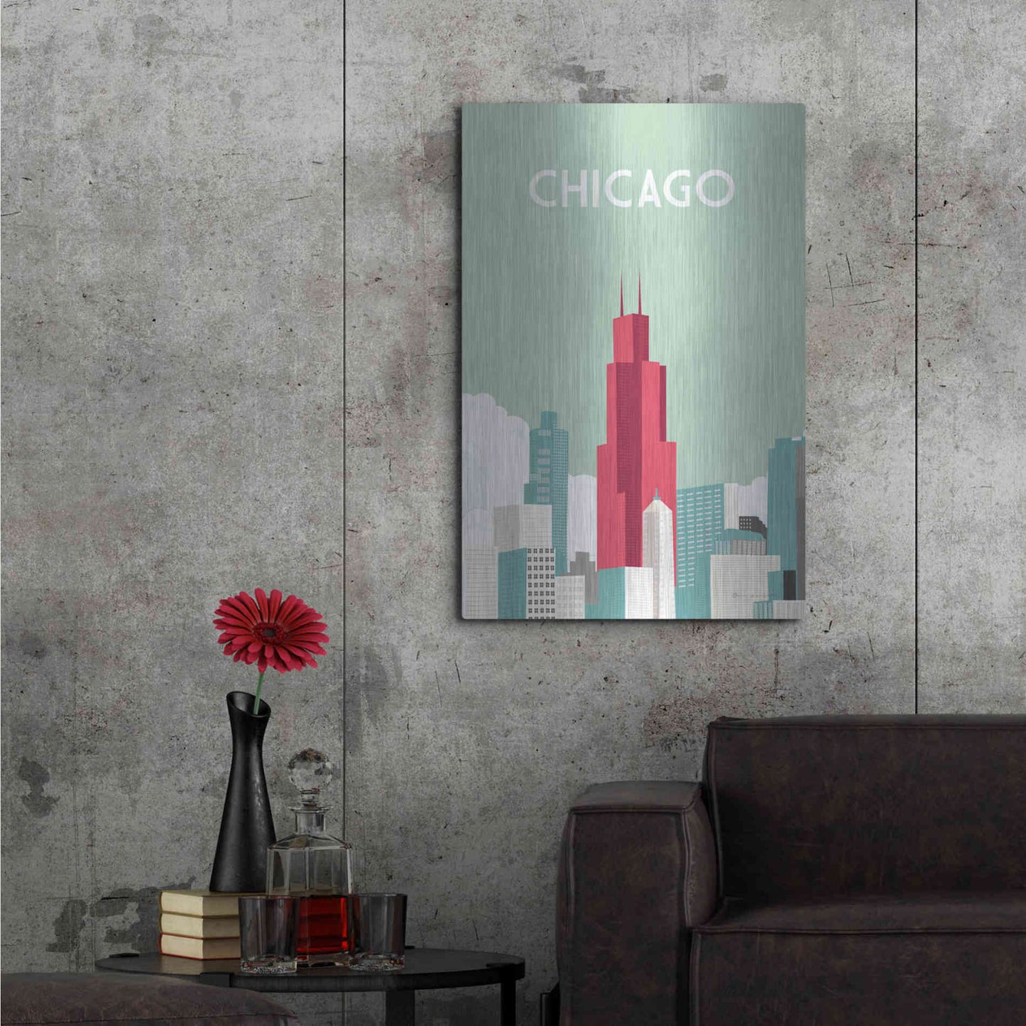 Luxe Metal Art 'Chicago' by Omar Escalante, Metal Wall Art,24x36